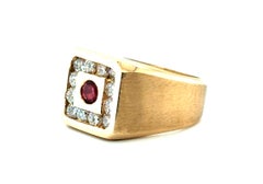 Bague Cocktail Rubis Diamant 1.70ct Or Jaune 18K