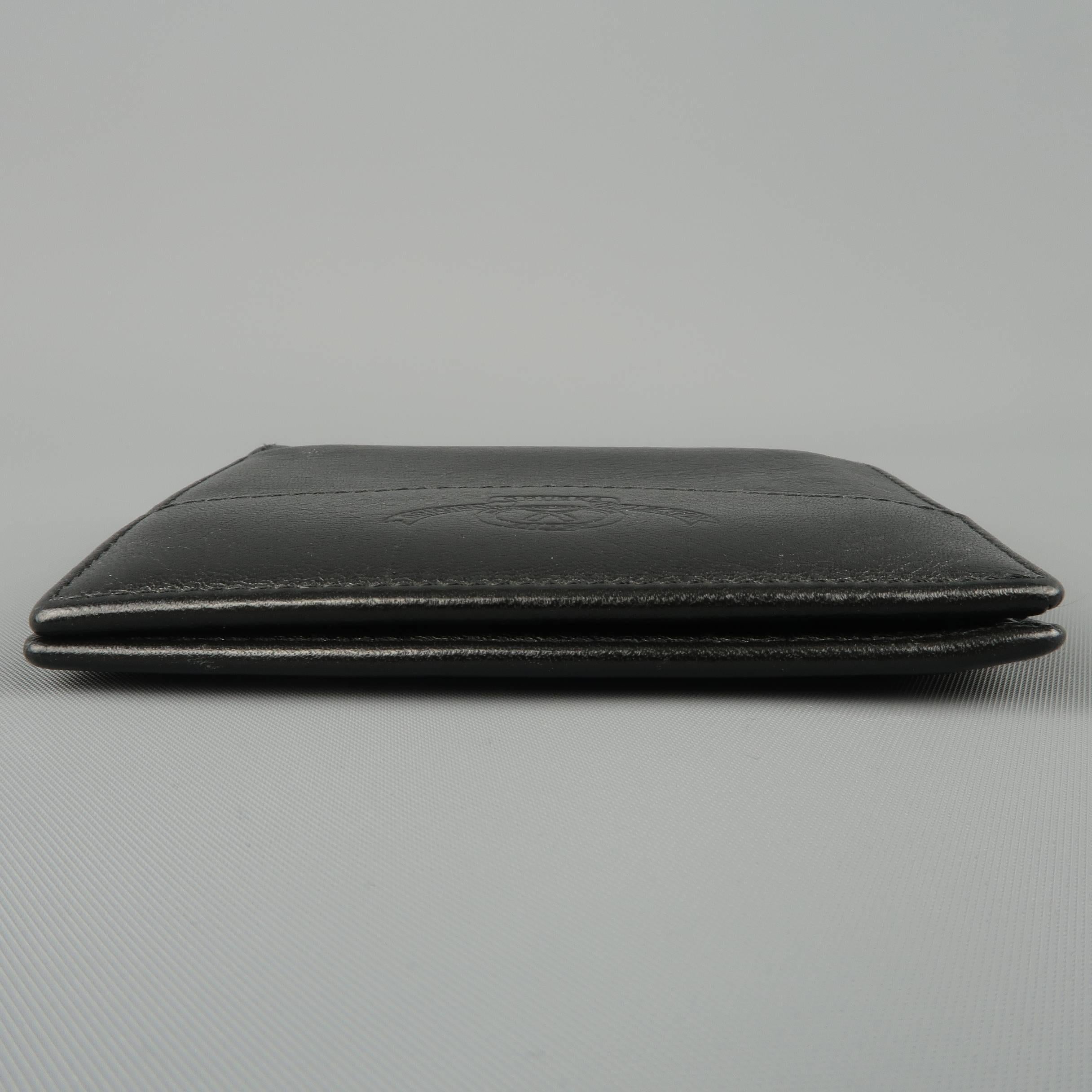 Women's or Men's Ghurka Men's Black Logo Embossed Leather Bifold Wallet