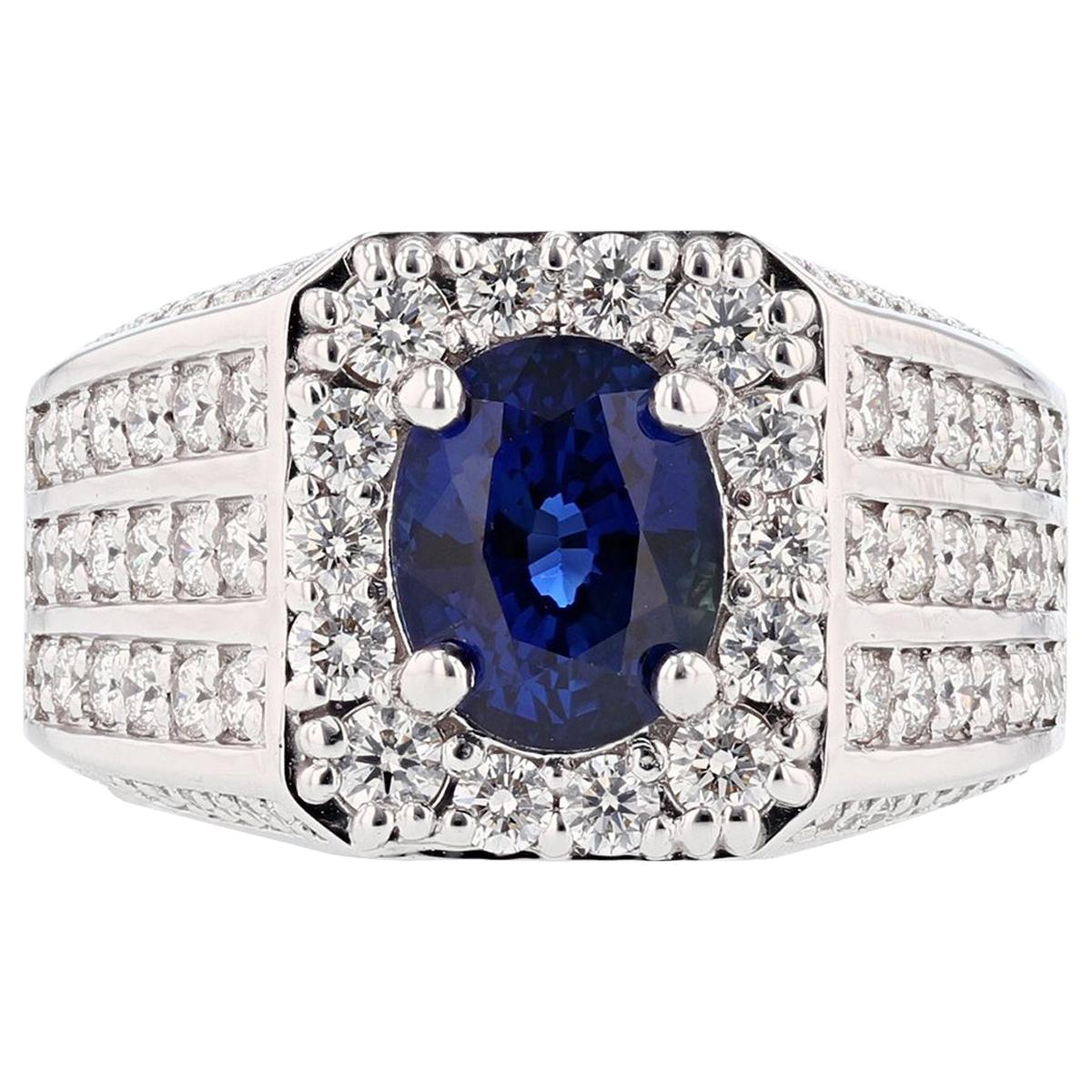 Men s GIA Certified 14 Karat Gold 4.00 Carat Oval Ceylon Sapphire Diamond Ring For Sale at 1stDibs mens diamond and sapphire ring mens sapphire and diamond ring sapphire and diamond mens ring