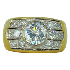 Men’s GIA Certified 2.31 Carat Round Diamond Ring 18k Gold
