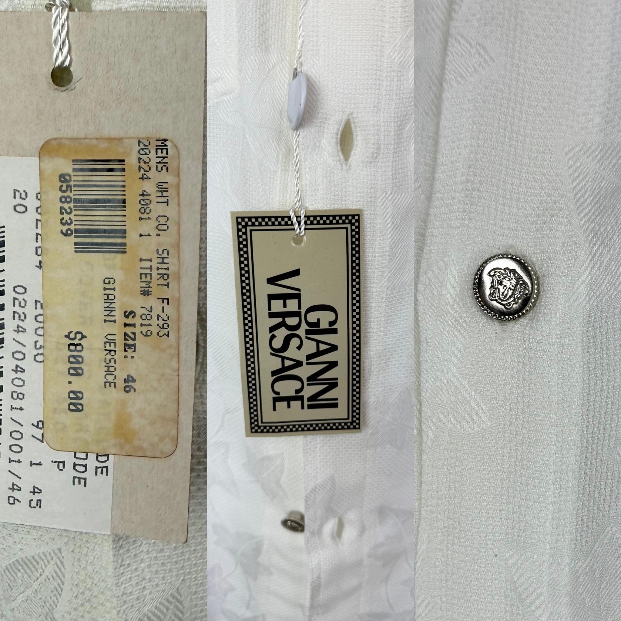 Men's GIANNI VERSACE 1997 vintage off white ivory printed shirt For Sale 6