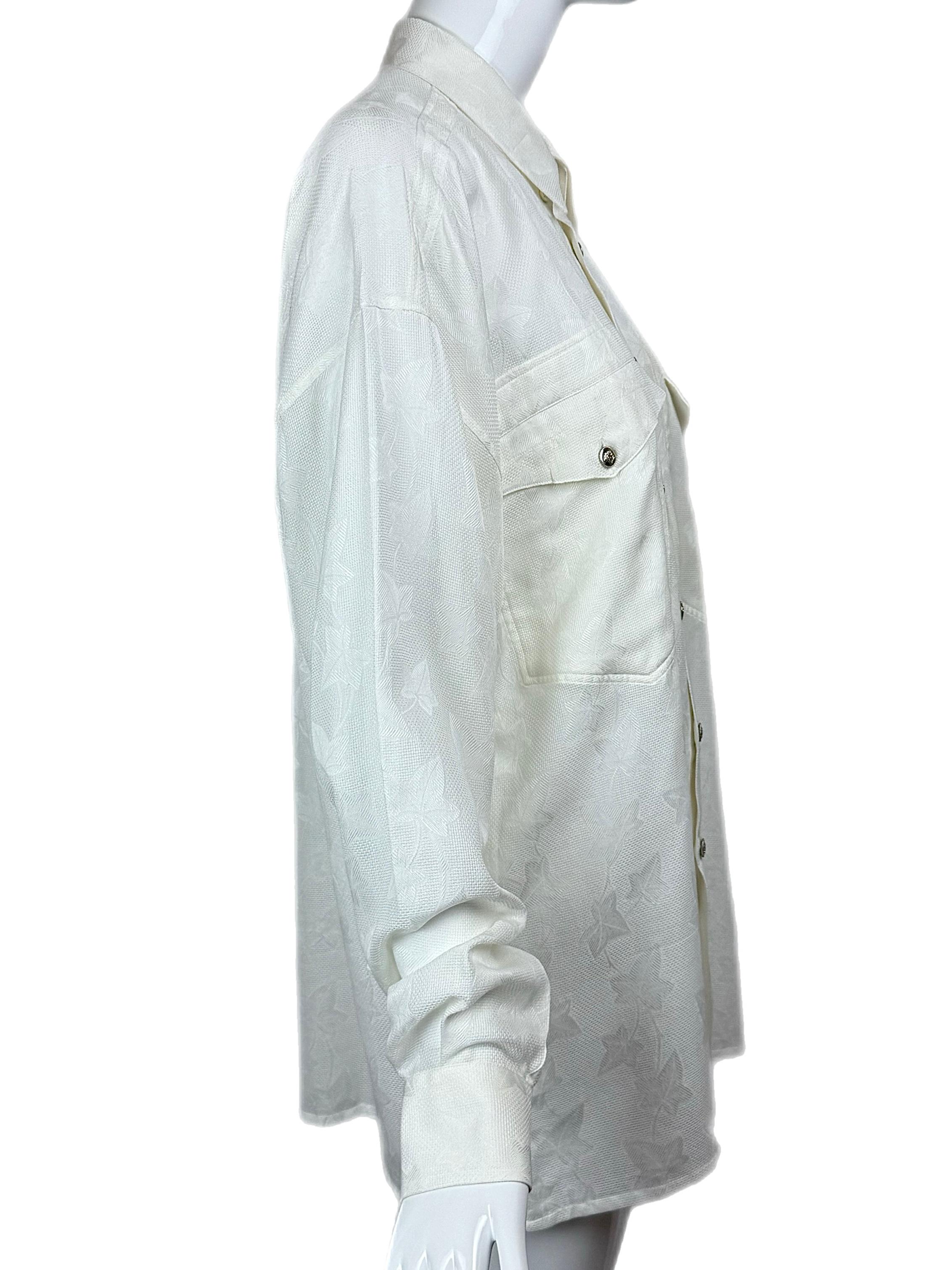 Men's GIANNI VERSACE 1997 vintage off white ivory printed shirt For Sale 3