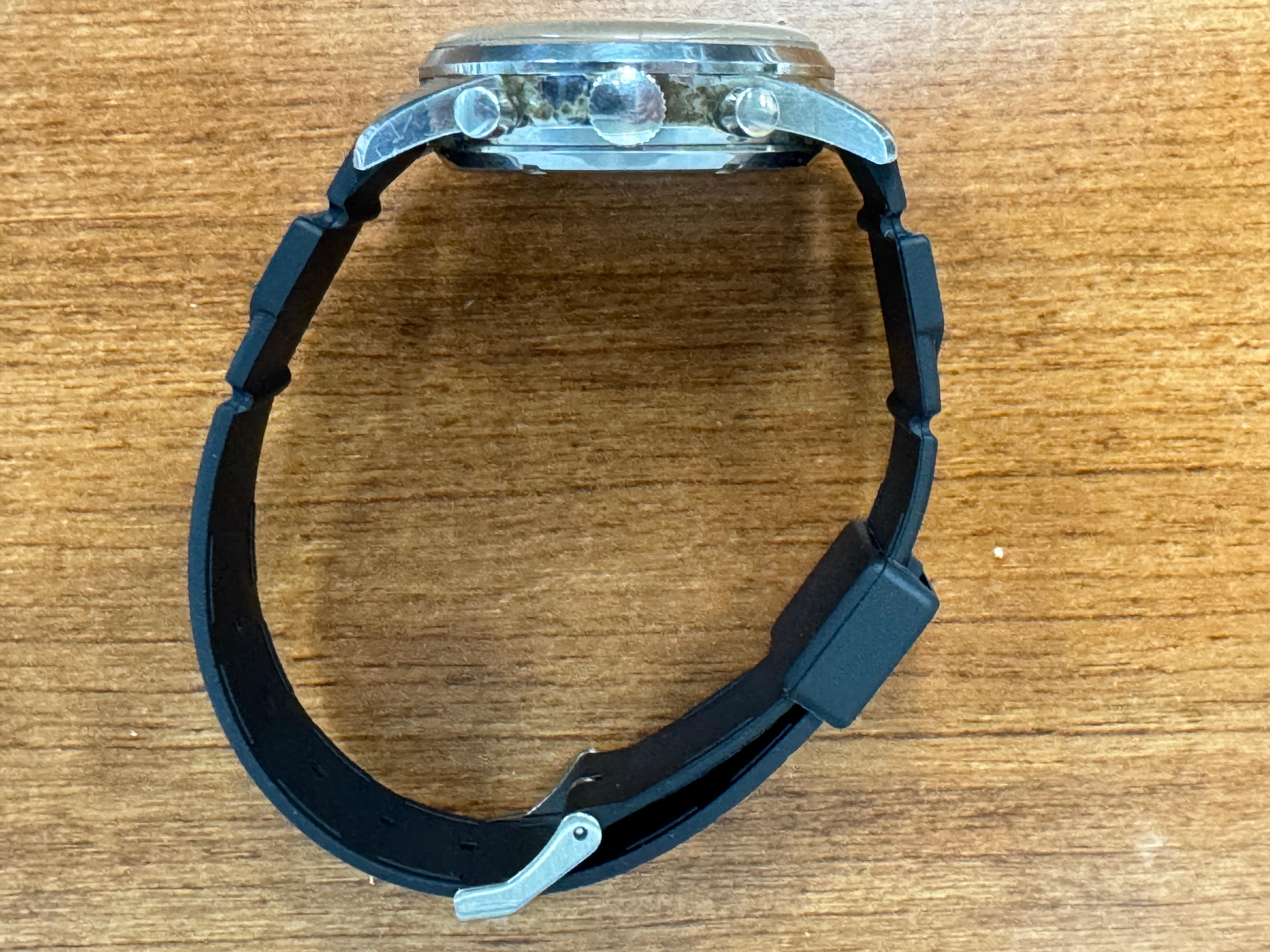 Men's Mens Gigandet Wakmann Datic Triple Date Chronograph Watch Incabloc Rubber Band For Sale