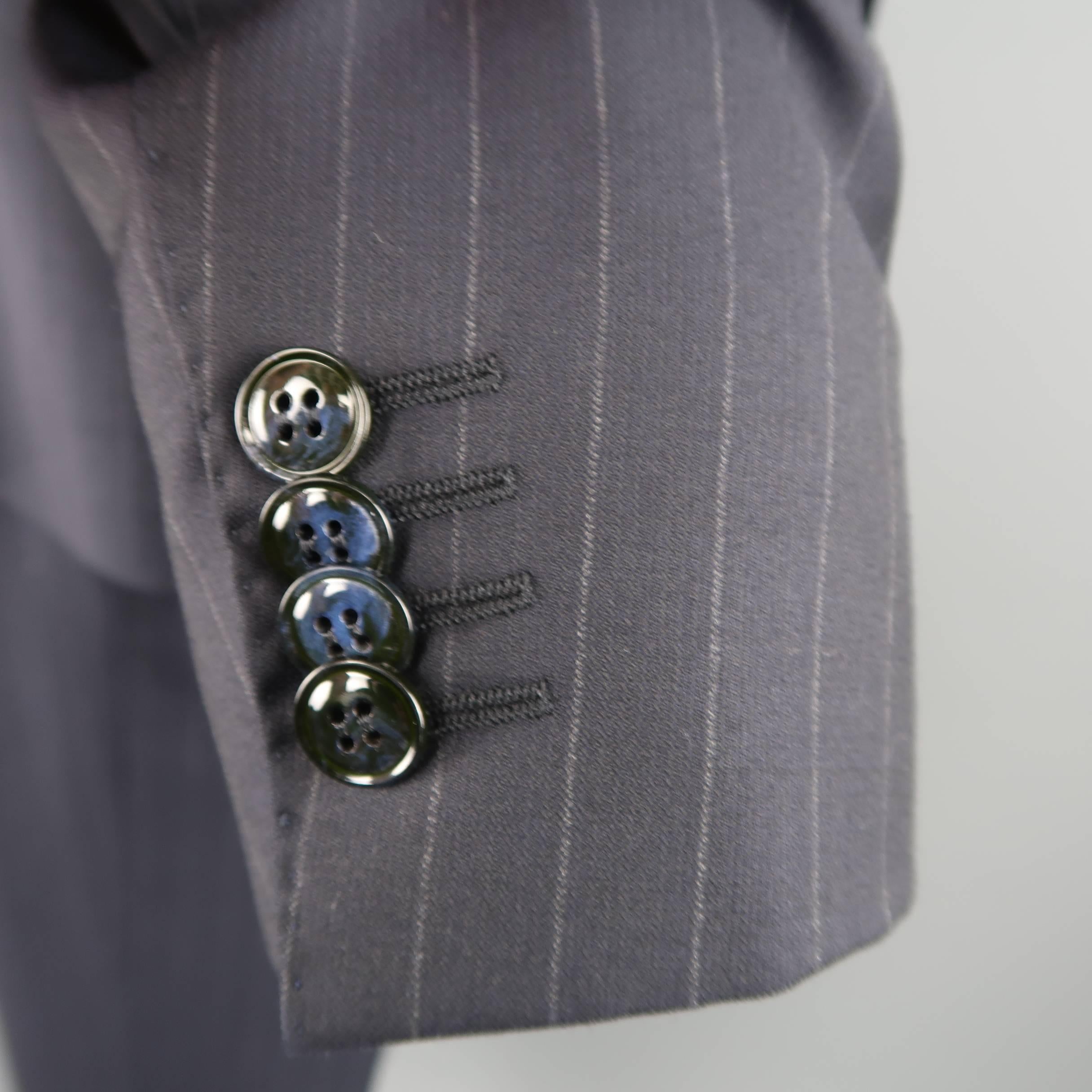 Giorgio Armani Men's Navy Pinstripe Wool Notch Lapel Suit In Good Condition In San Francisco, CA