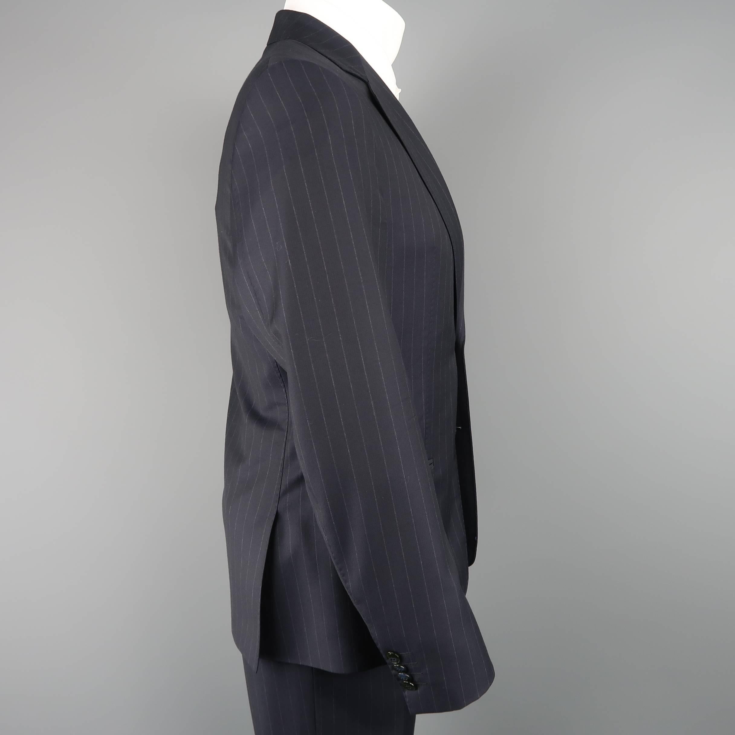 Giorgio Armani Men's Navy Pinstripe Wool Notch Lapel Suit 1