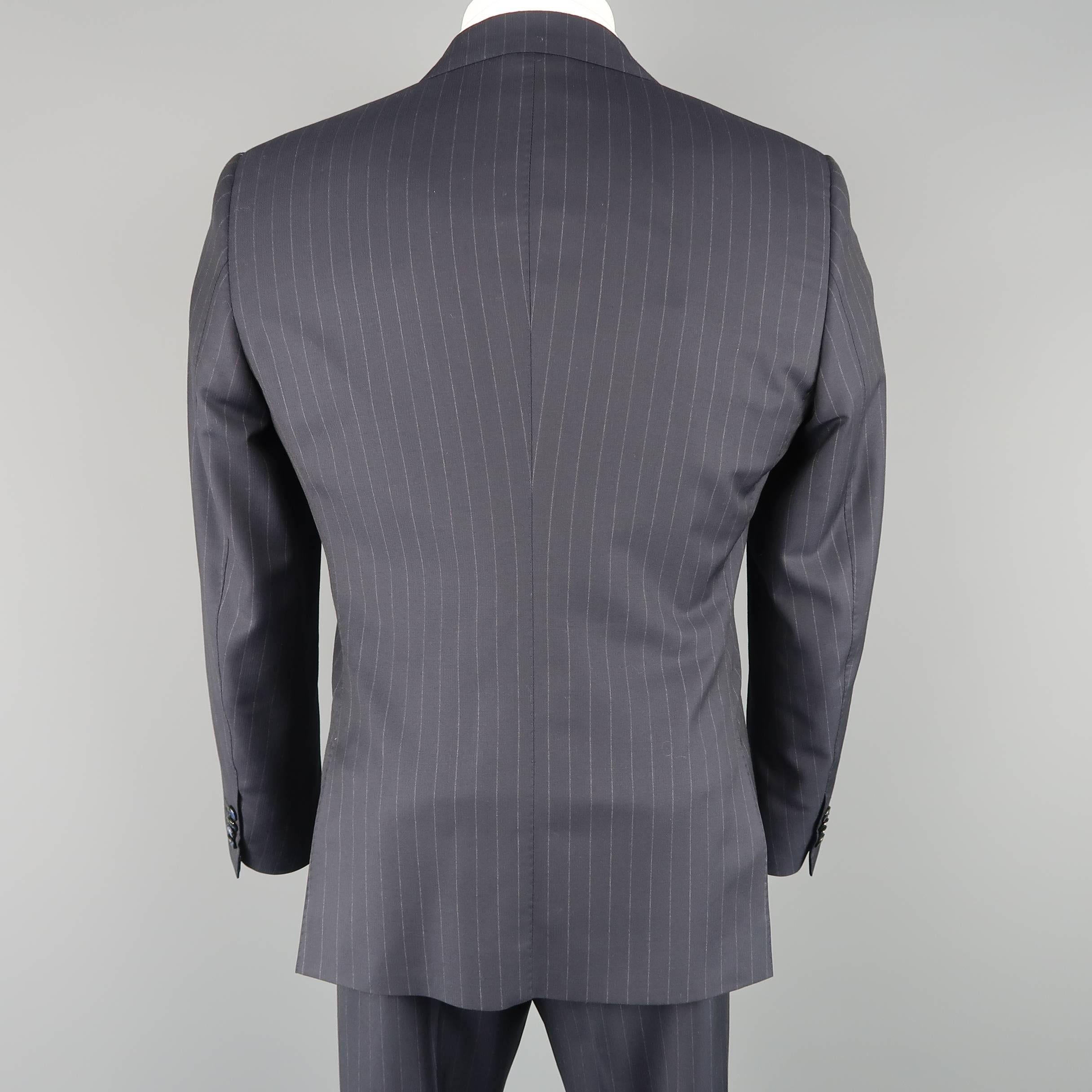 Giorgio Armani Men's Navy Pinstripe Wool Notch Lapel Suit 2
