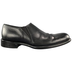 Men's GIORGIO ARMANI Size 9 Black Leather Slip On Loafer Dress Shoes