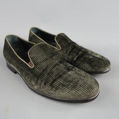 Men's GIORGIO ARMANI Size 9 Moss Green Corduroy Loafers