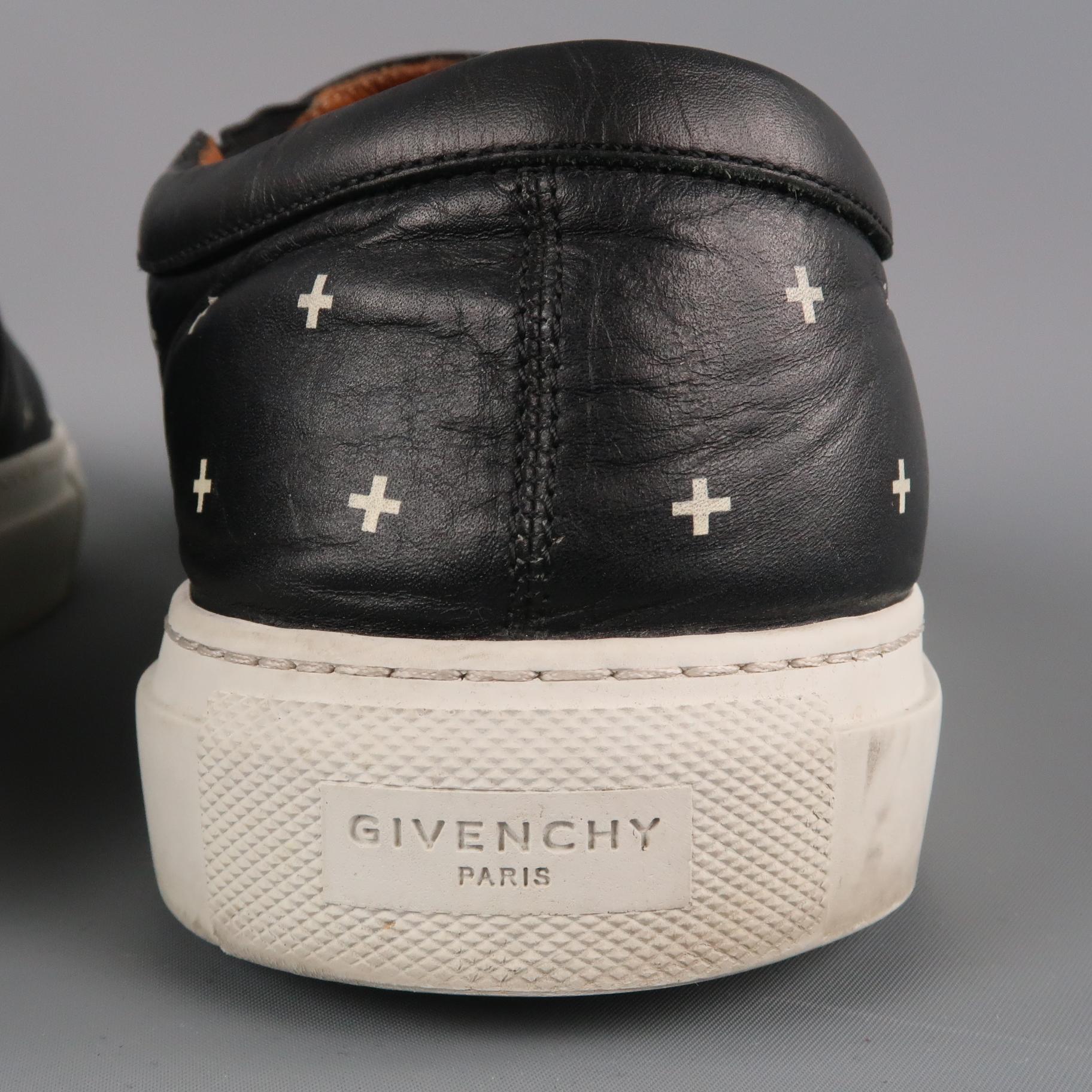 Men's GIVENCHY Size 11 Black & White Cross Leather Slip On Sneakers 7