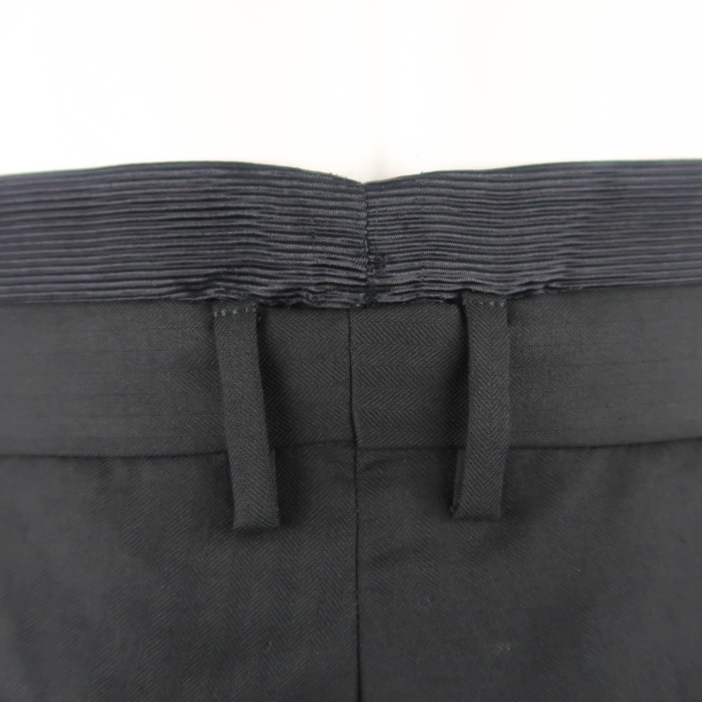 Men's GIVENCHY Size 32 Black Wool Double Cutout Waistband Dress Pants 3