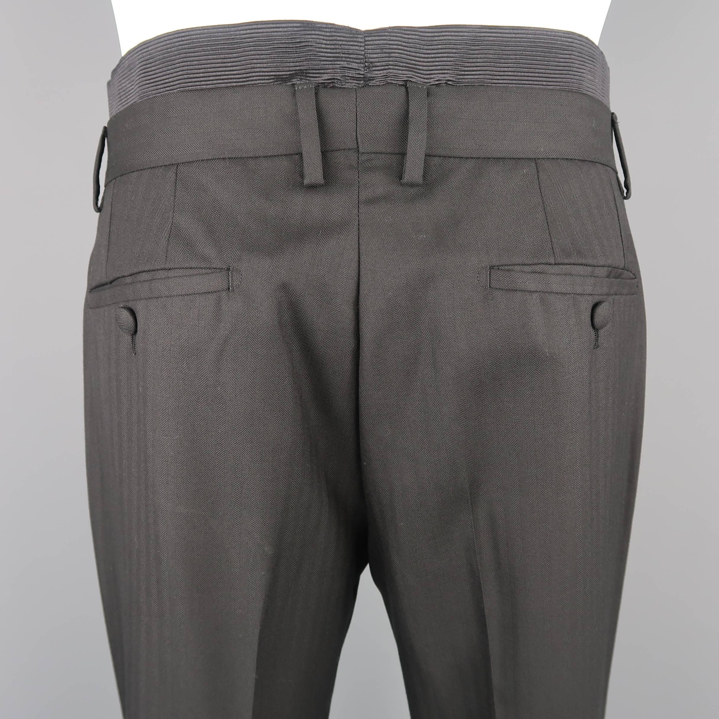 Men's GIVENCHY Size 32 Black Wool Double Cutout Waistband Dress Pants 4