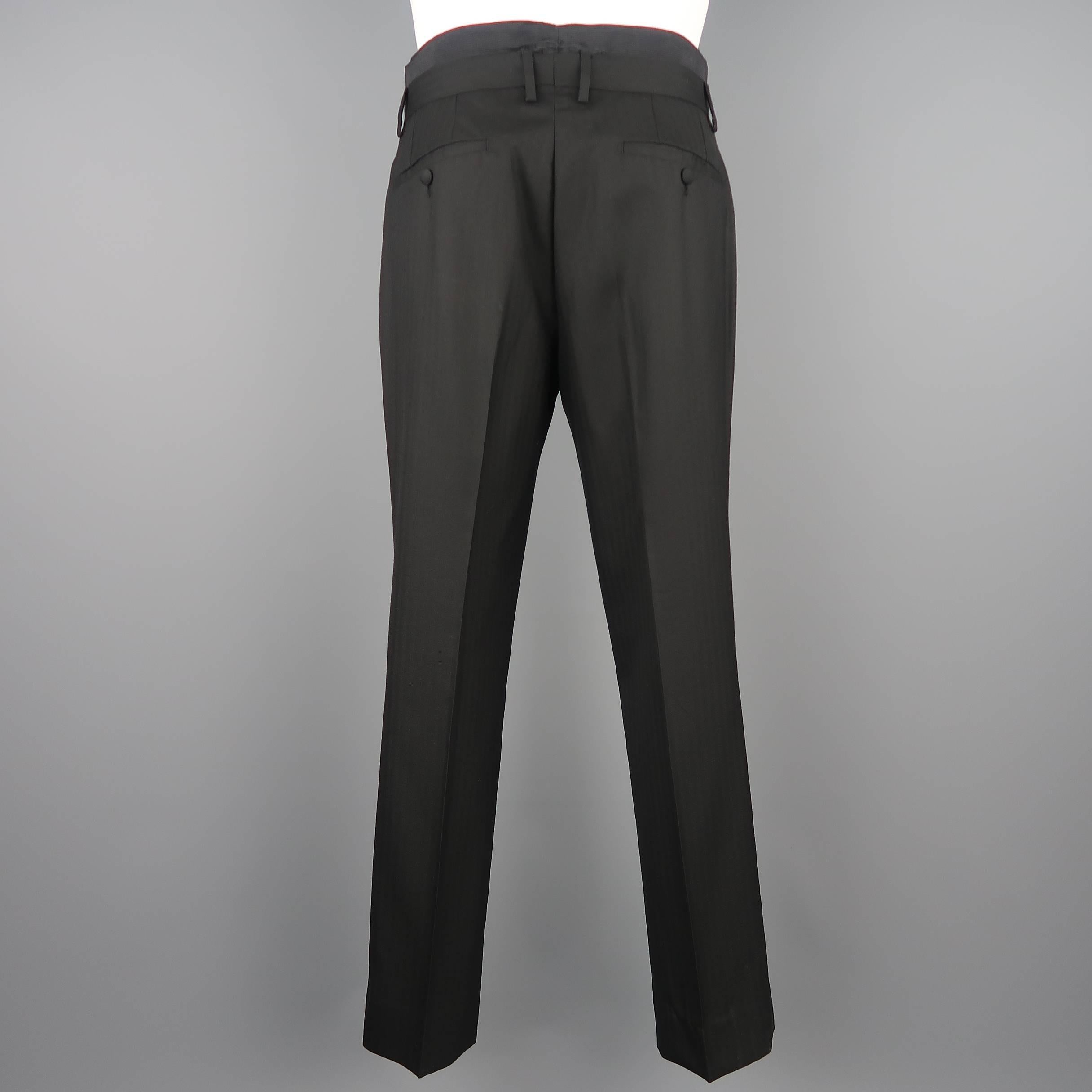 Men's GIVENCHY Size 32 Black Wool Double Cutout Waistband Dress Pants 5