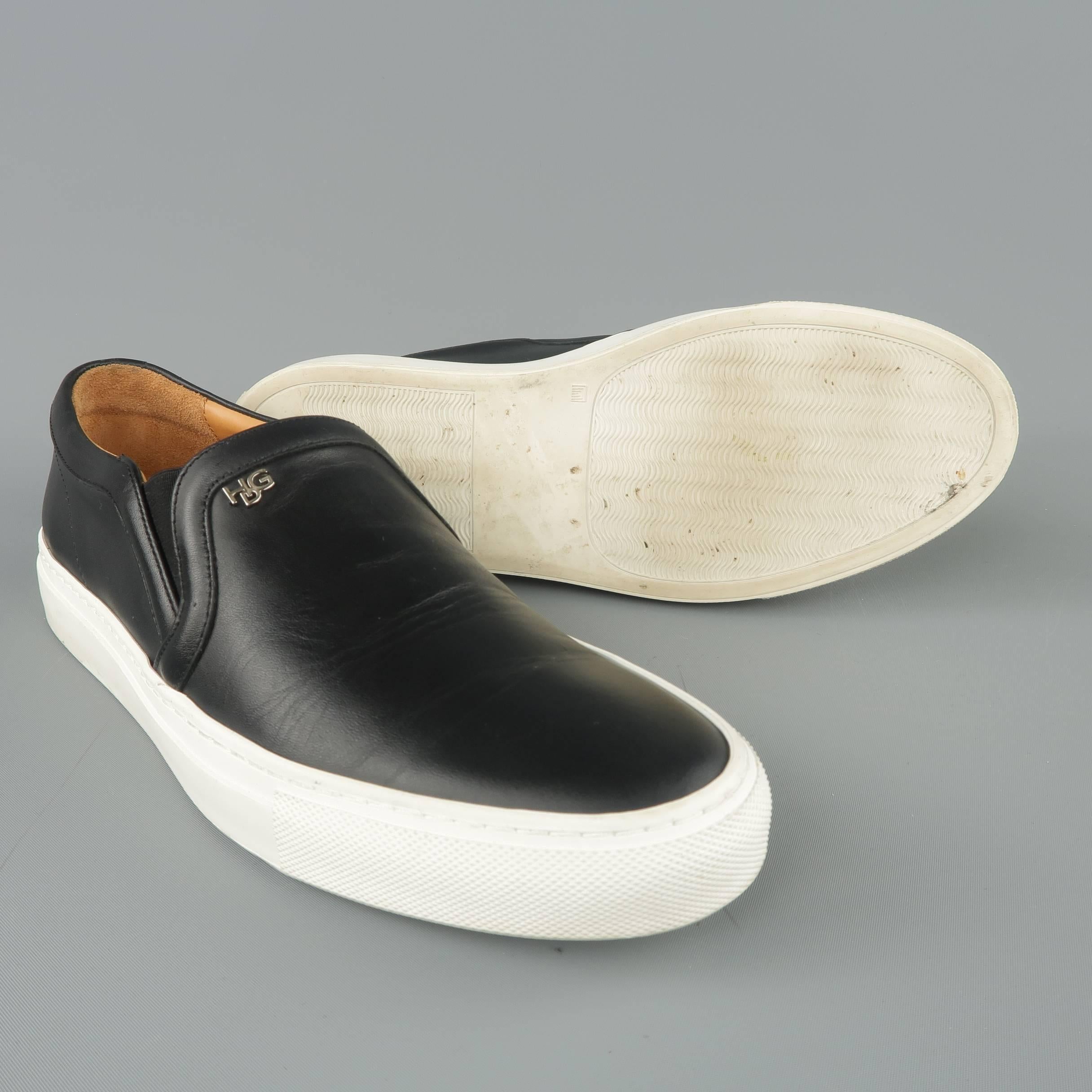 Men's GIVENCHY Size 8 Black Leather HSG Slip On Sneakers In Fair Condition In San Francisco, CA