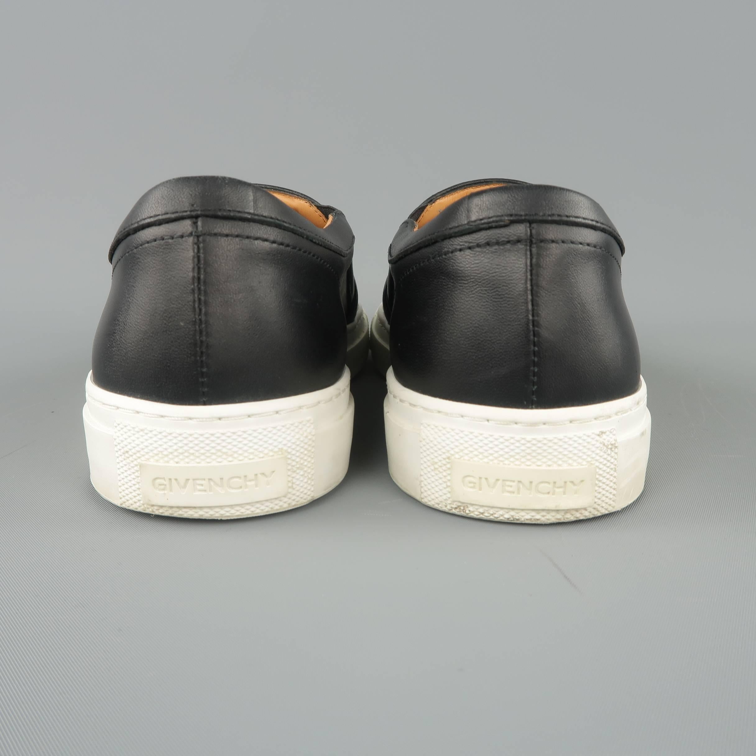 Men's GIVENCHY Size 8 Black Leather HSG Slip On Sneakers 1