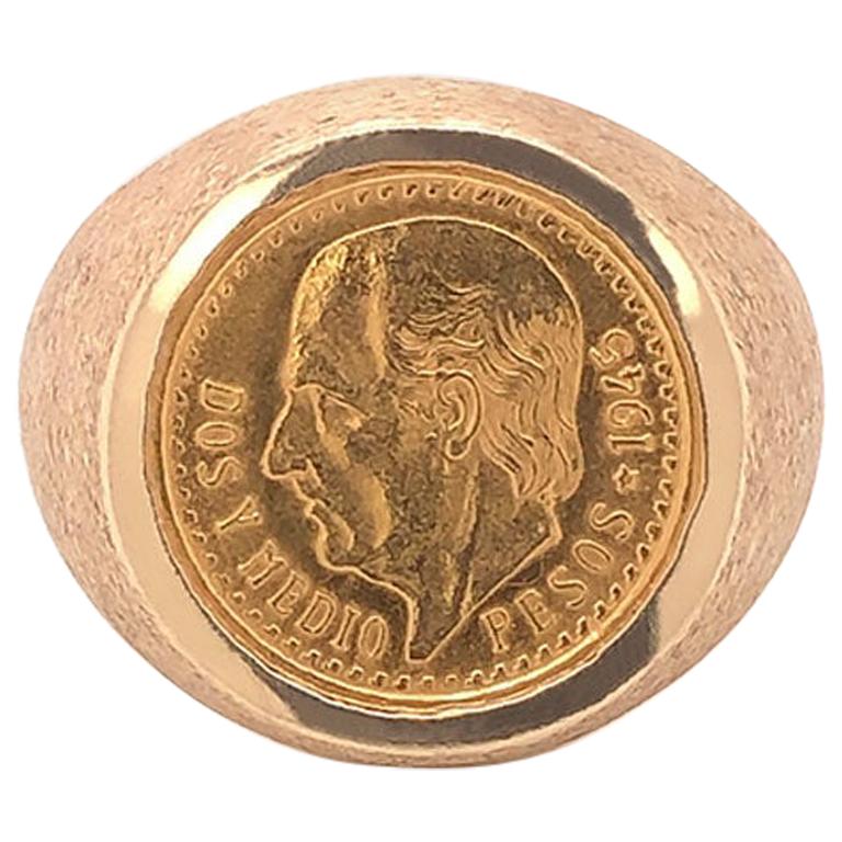 Men'S Gold 2.50 Mexican Peso Coin Pinky Ring At 1Stdibs | Mexican Peso Ring,  Mexican Coin Ring, Gold Coin Pinky Ring