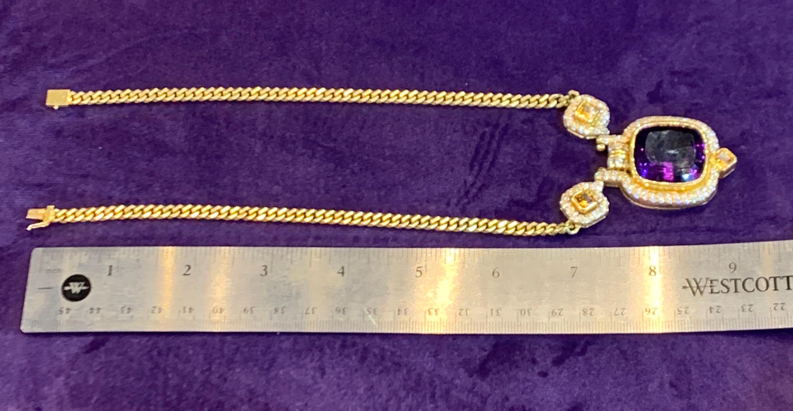 Men's Gold Amethyst and Diamond Necklace 1