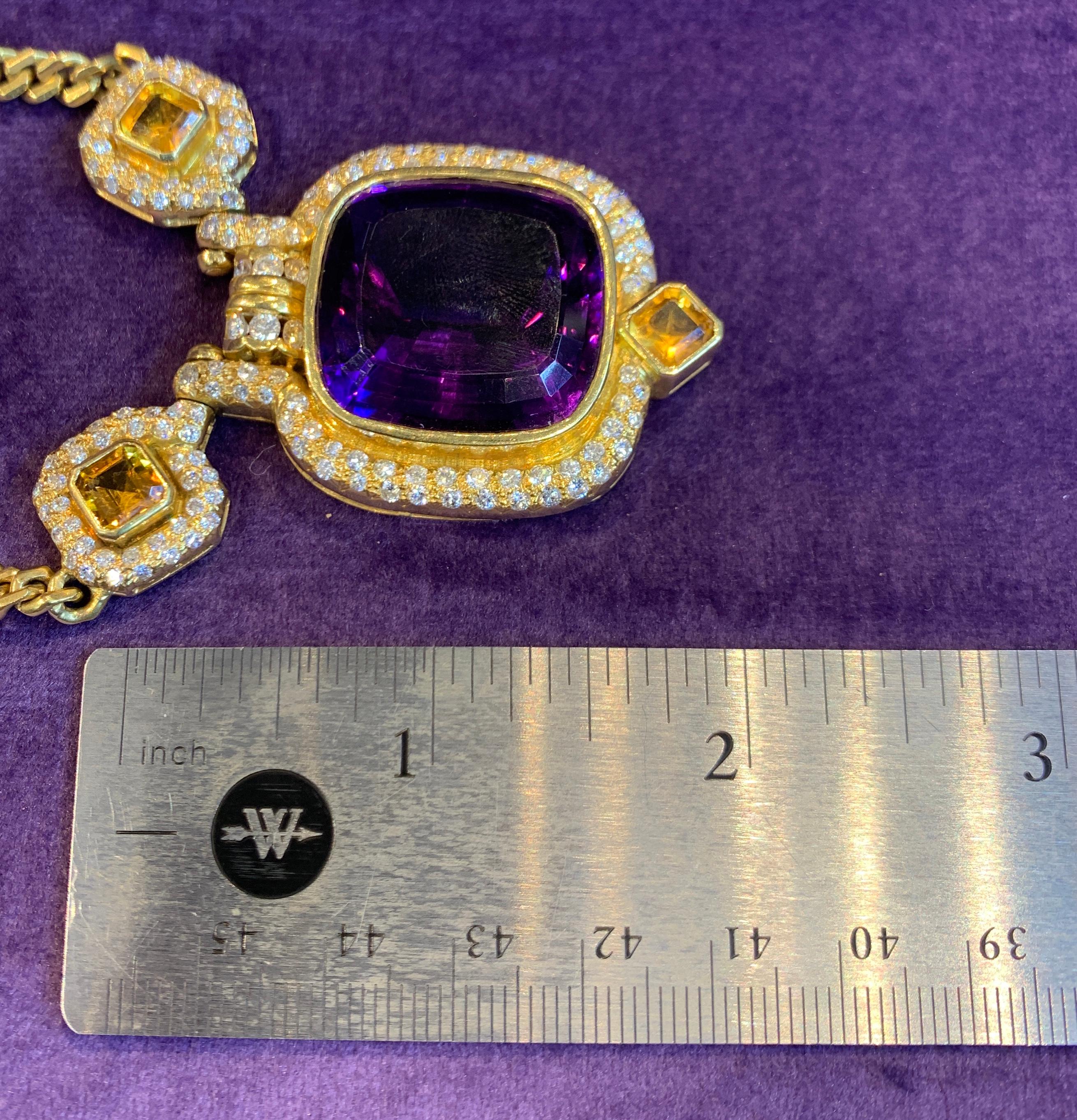 Halskette aus Gold mit Amethysten und Diamanten für Herren 5