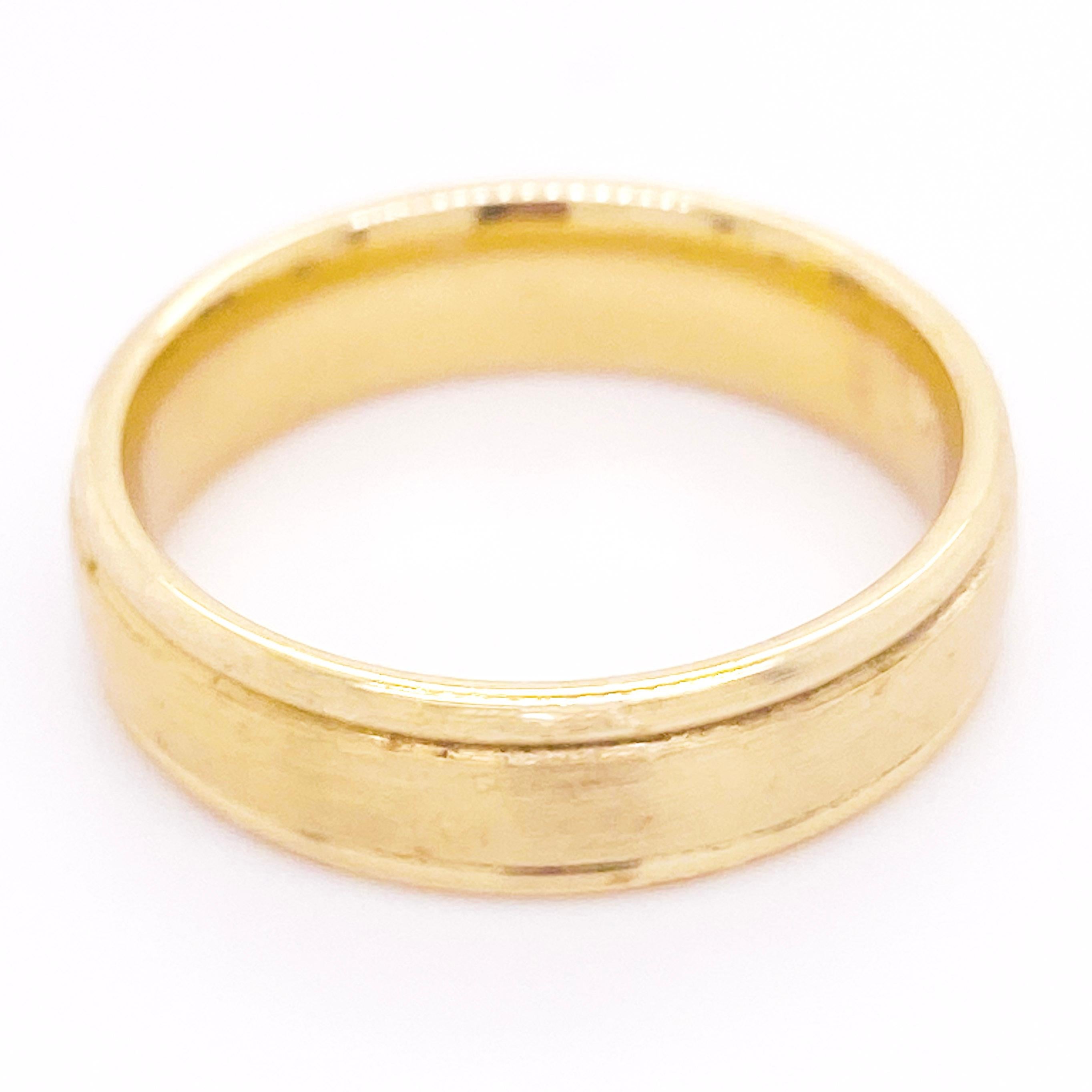 For Sale:  Men's Gold Band w Satin Center and One Millimeter High-Polished on the Edges 2