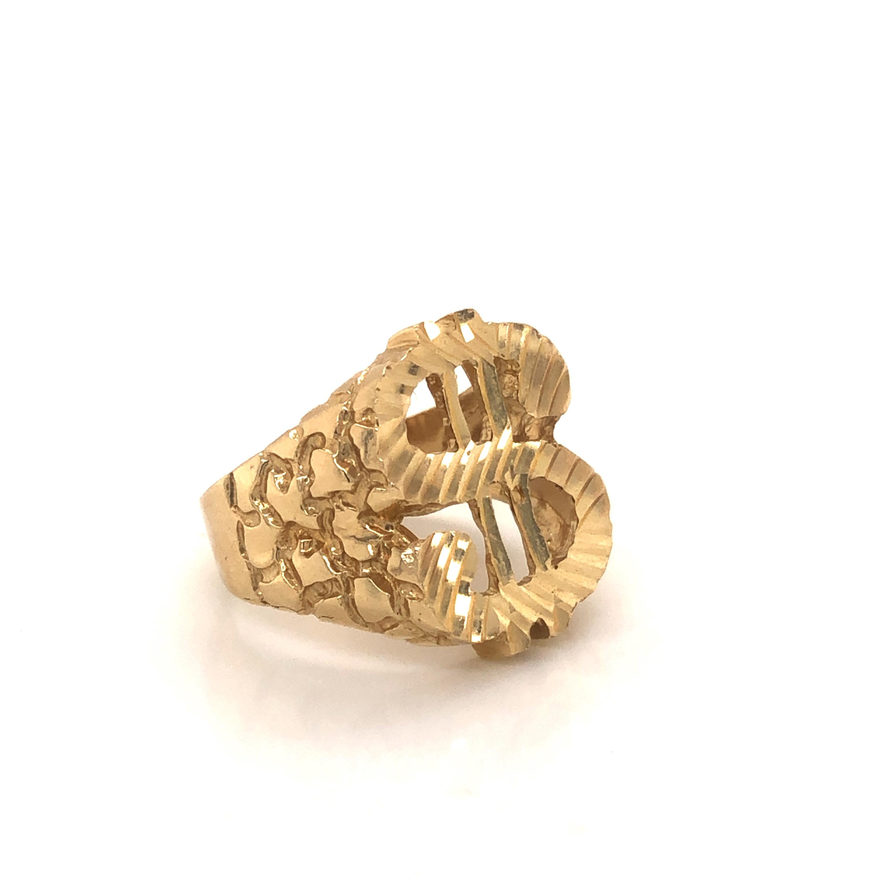 Herren Nugget-Ring aus 14 Karat Gelbgold mit goldenem Dollarschild (Moderne) im Angebot