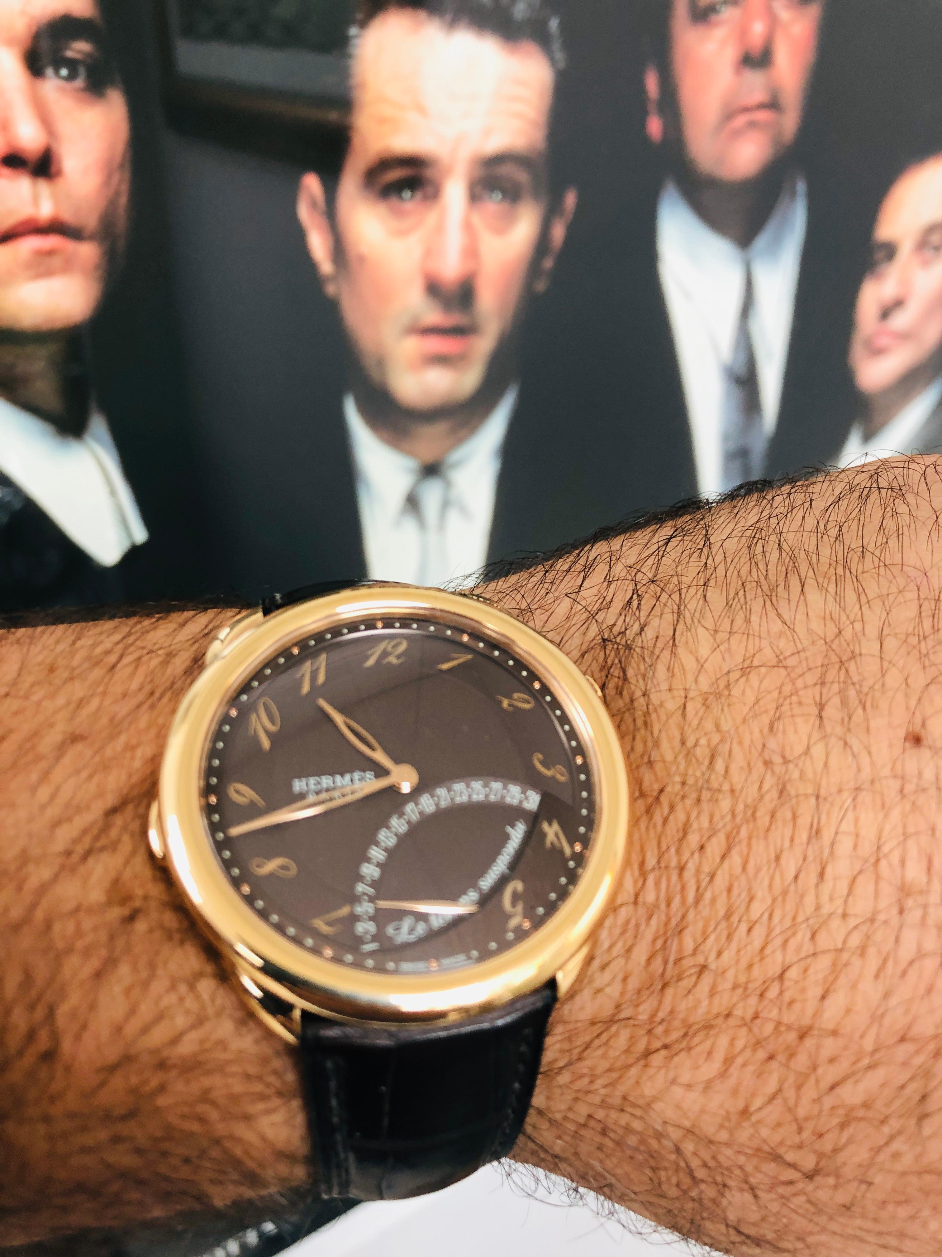 Herren Gold Hermes Uhr Box und Papiere! RARE!! 43mm 2