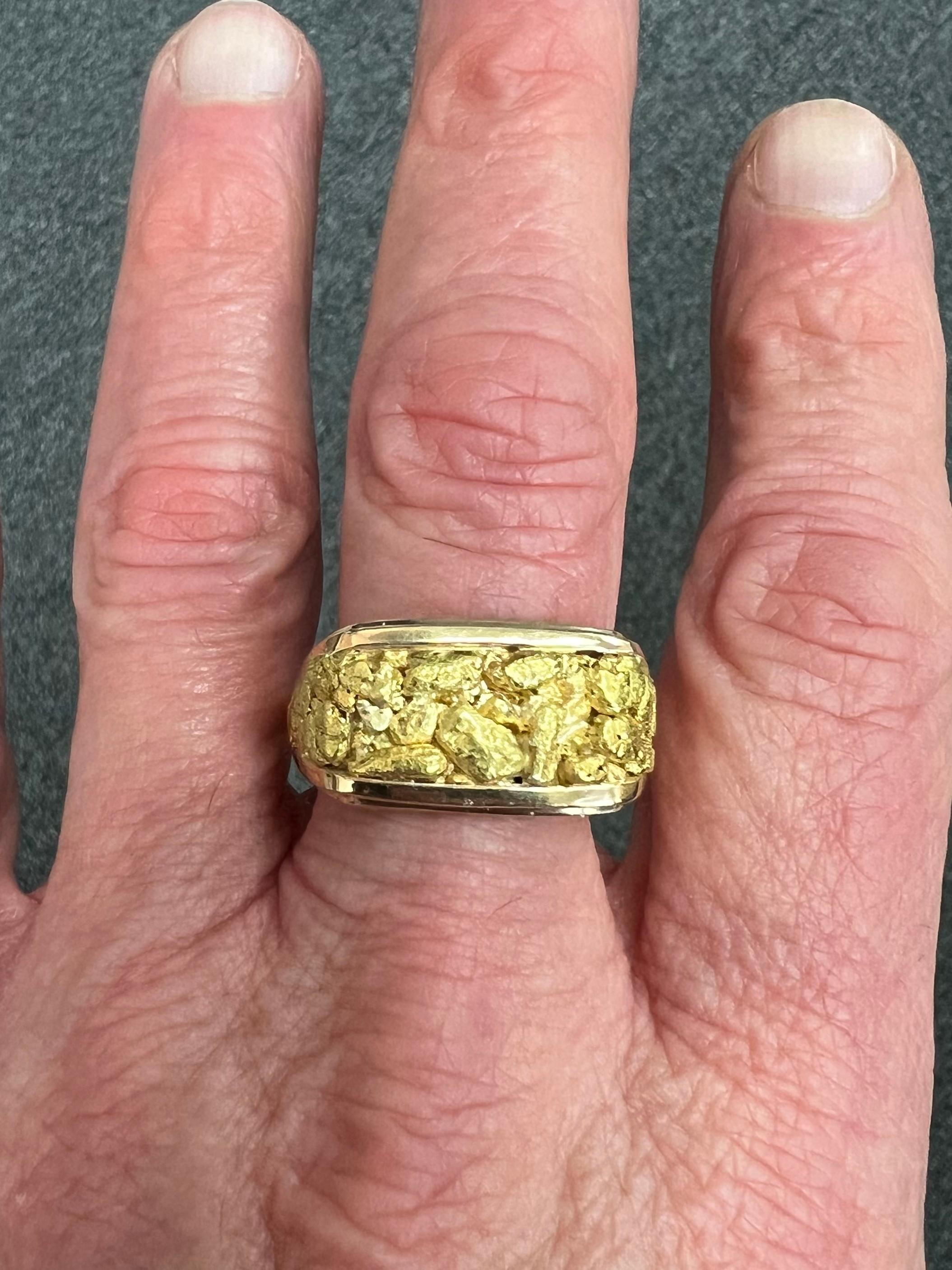 Modern Men’s Gold Nugget Saddle Ring