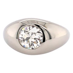 Men’s Gold Ring 1.64 Carat GIA Certified Natural Old Euro Diamond K SI2 Ring