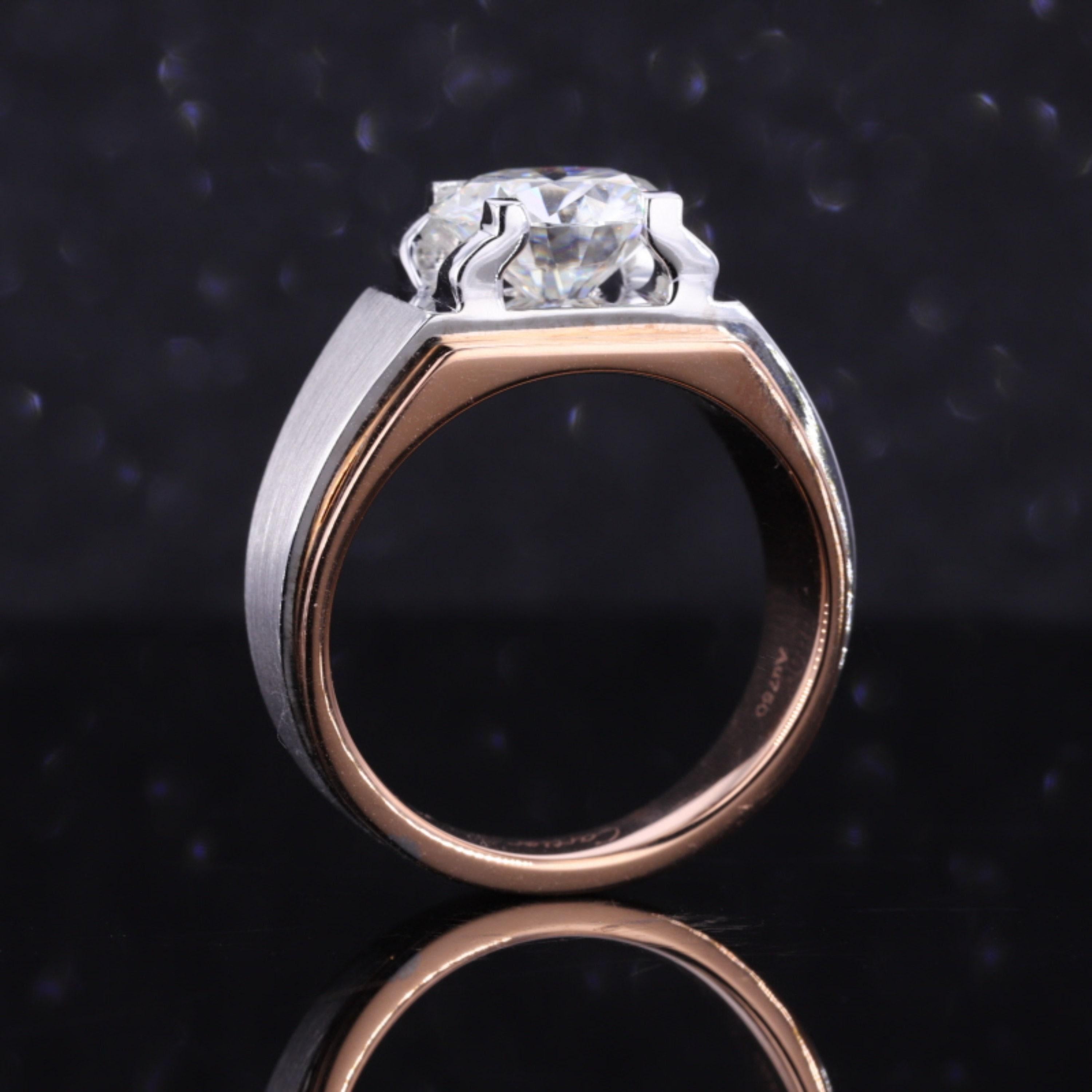 For Sale:  18K Gold 2 CT Natural Diamond Antique Art Deco Style Engagement Ring For Men 4