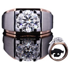 18K Gold 2 CT Natural Diamond Antique Art Deco Style Engagement Ring For Men