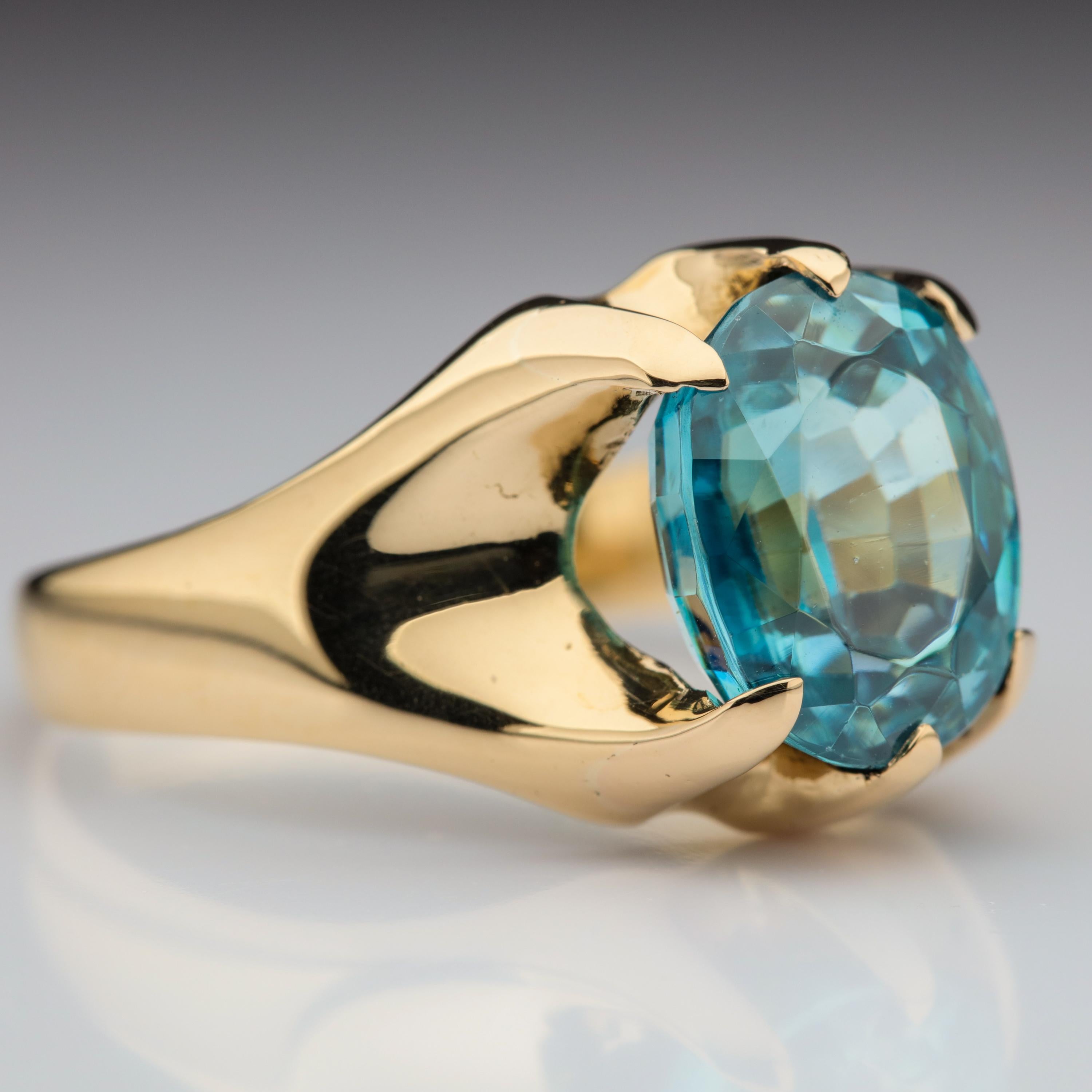 Oval Cut Men's Gold Ring with 7-Carat Natural Zircon, circa 1940s