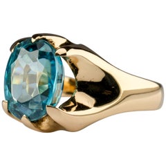 Men's Gold Ring with 7-Carat Natural Zircon, circa 1940s