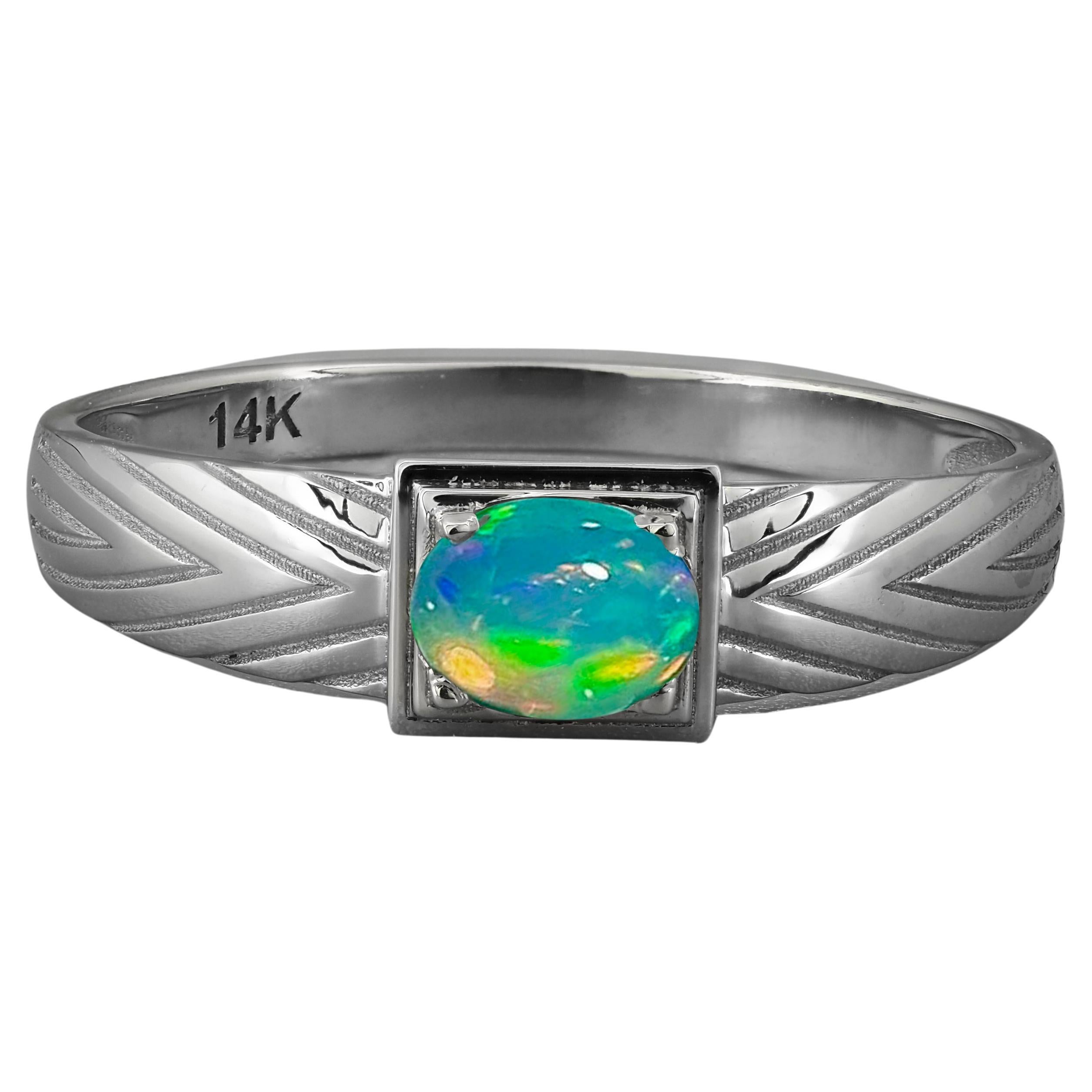 Mens Gold Ring with Opal.  For Sale