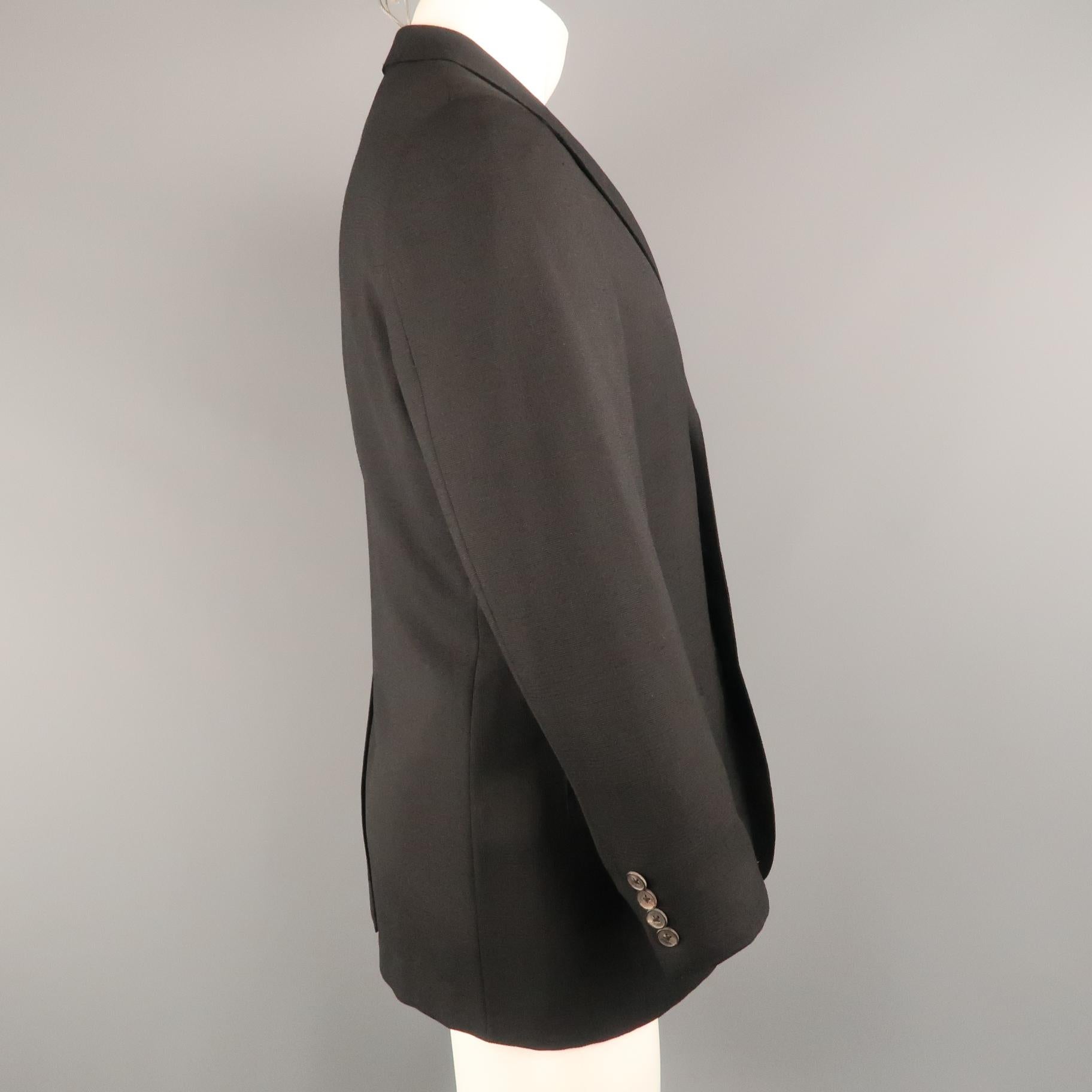 Men's GUCCI 36 Black Solid Wool / Mohair Glenplaid Textured Sport Coat 1
