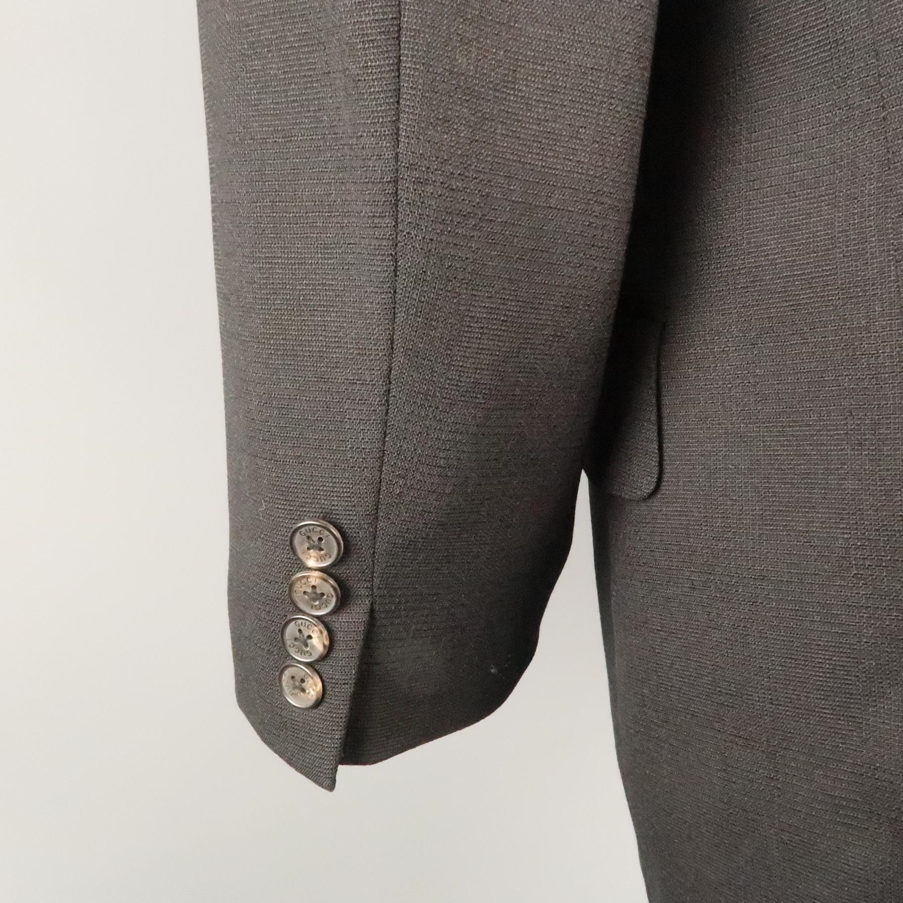 Men's GUCCI 36 Black Solid Wool / Mohair Glenplaid Textured Sport Coat 4