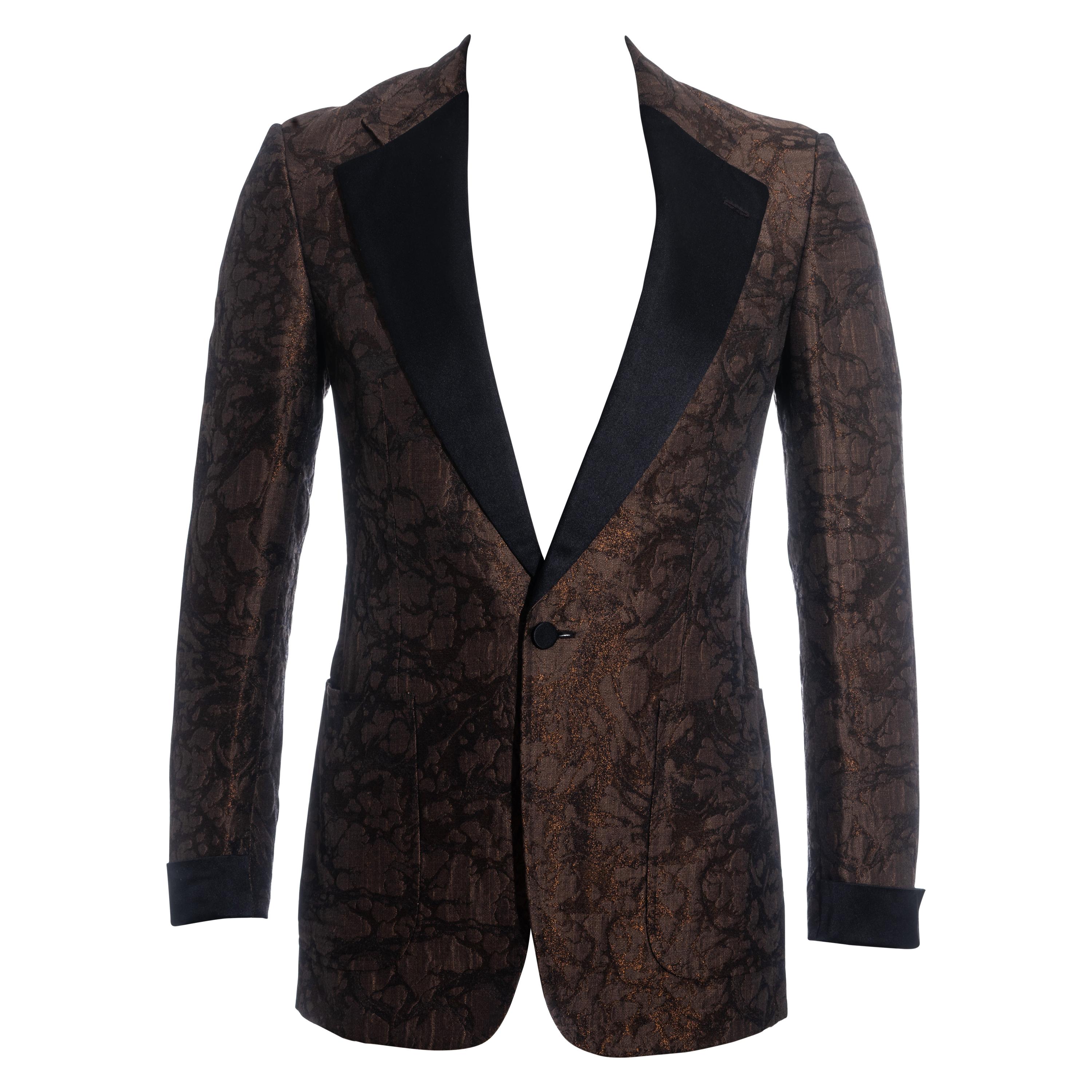 Men's Gucci bronze jacquard evening blazer jacket, ss 2005 For Sale