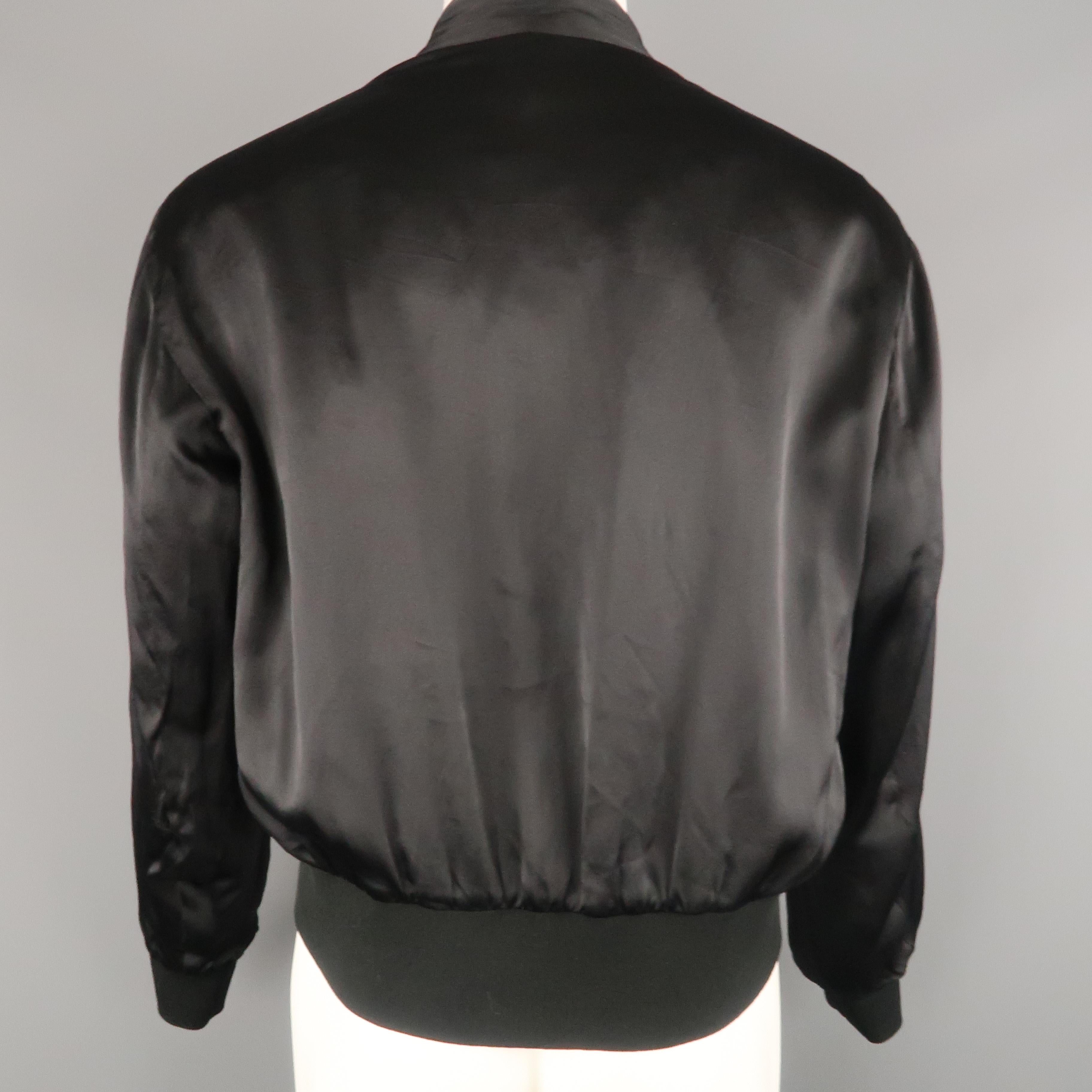 Men's GUCCI by TOM FORD 2001 S Black Dragon Silk Reversible Bomber Jacket 13