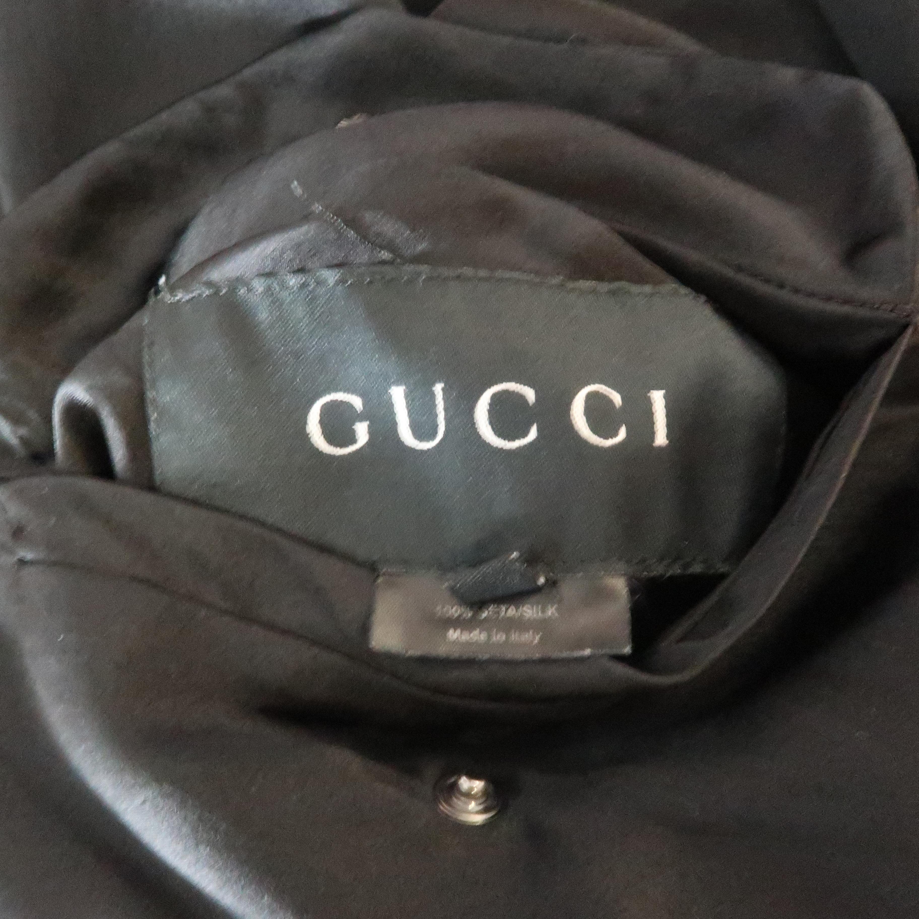 Men's GUCCI by TOM FORD 2001 S Black Dragon Silk Reversible Bomber Jacket 14