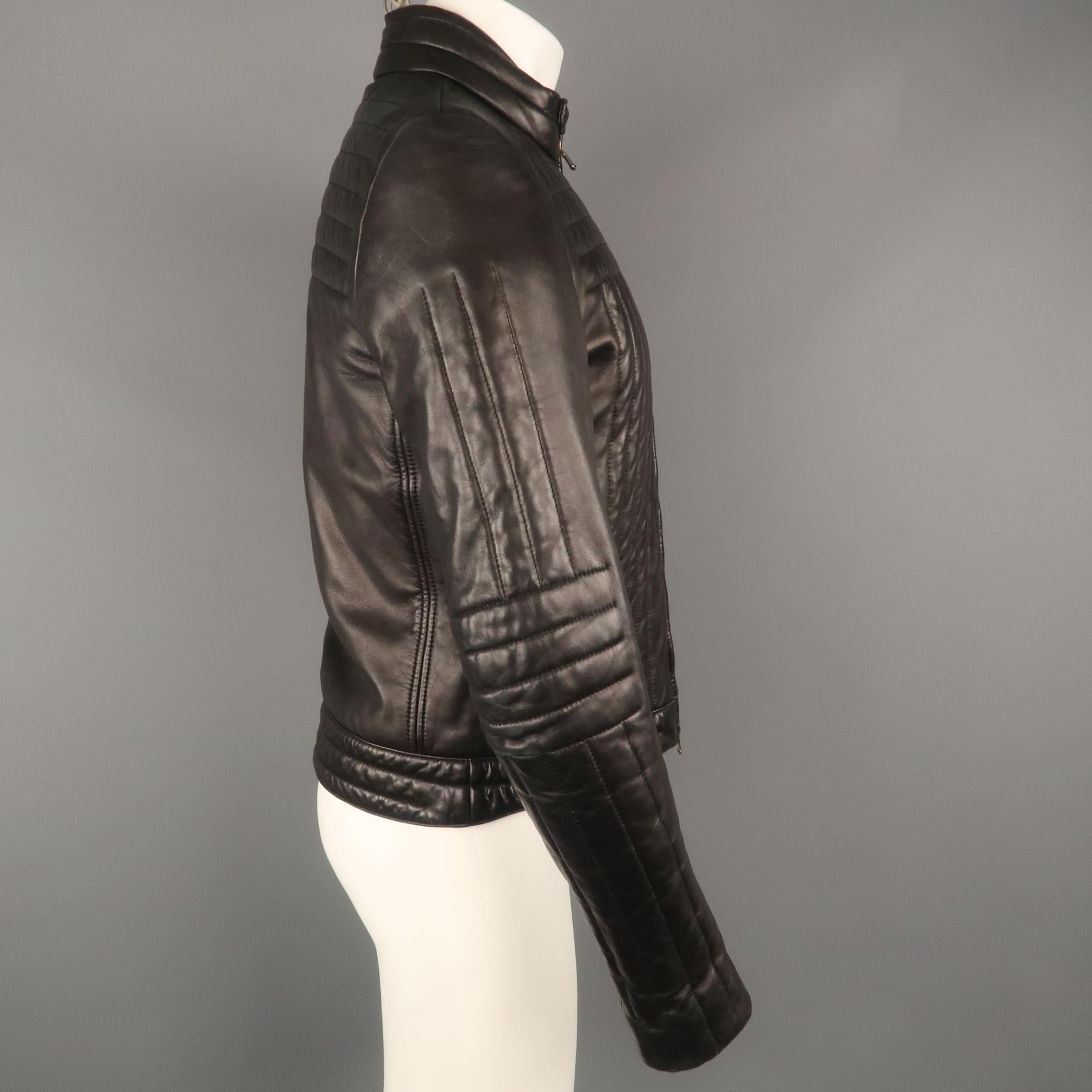 Women's or Men's Men's GUCCI by TOM FORD 38 Black Quilted Leather Zip Up Biker Jacket