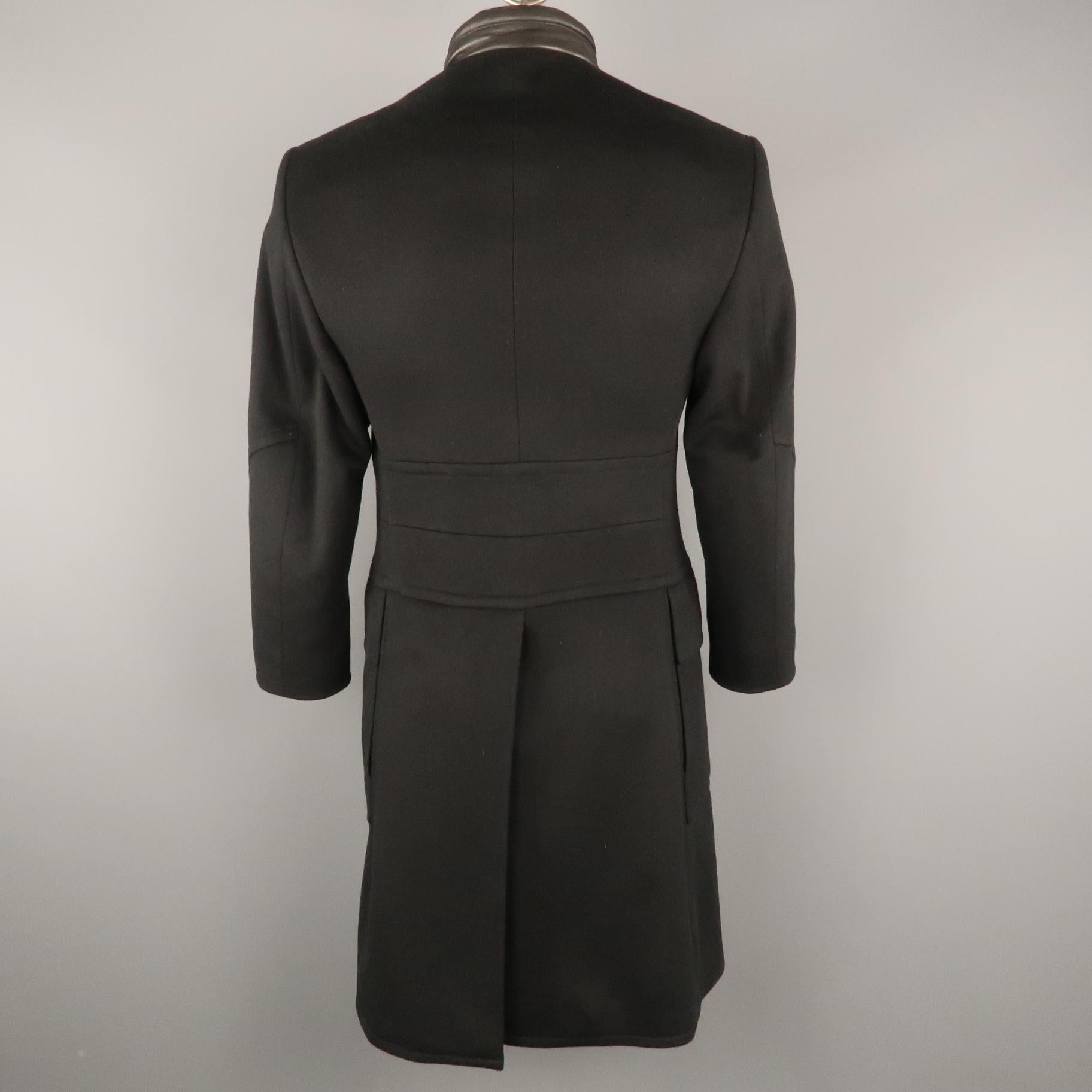 Men's GUCCI by TOM FORD 42 Black Solid Wool / Cashmere Leather Collar Coat 6