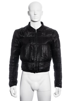 Men's Gucci by Tom Ford black leather pleated jacket, fw 1999