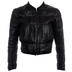 Veste plissée en cuir noir Gucci by Tom Ford pour homme:: fw 1999