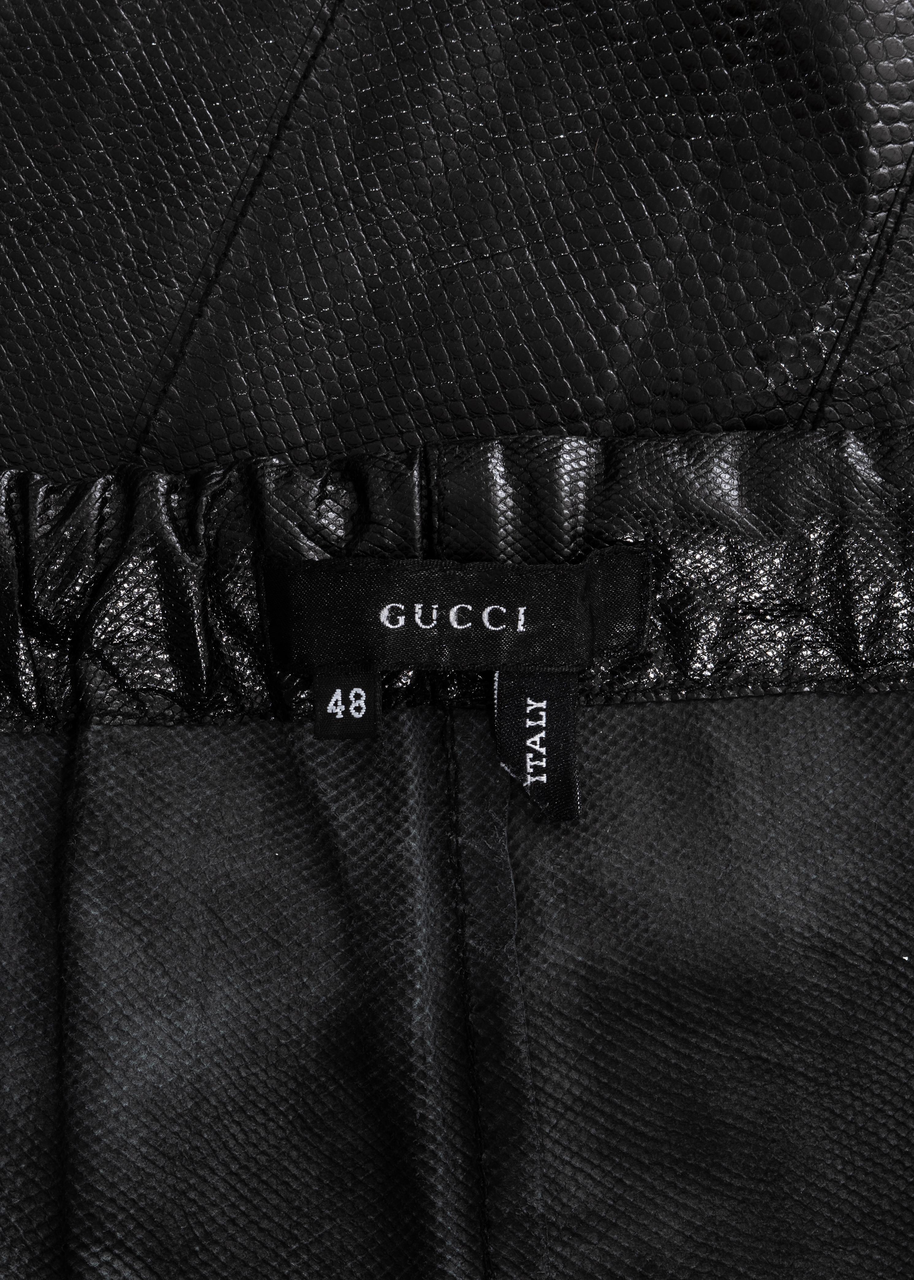 Men's Gucci by Tom Ford black lizard skin wide-leg pants, ss 2001 2