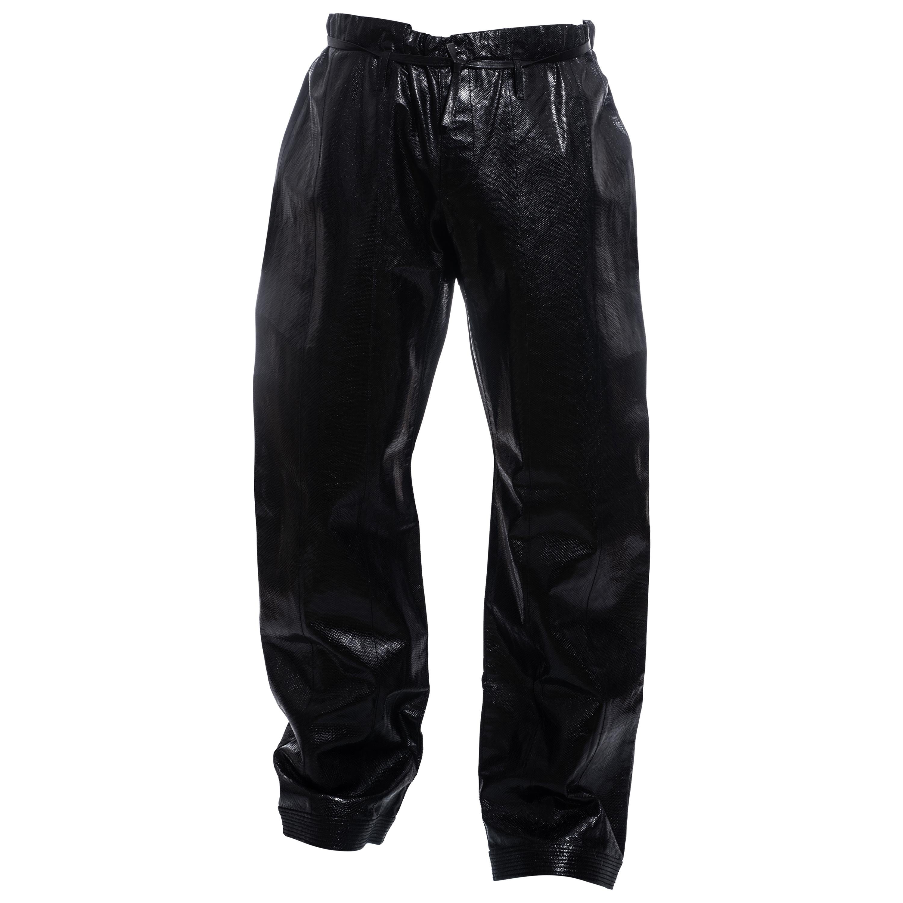 Men's Gucci by Tom Ford black lizard skin wide-leg pants, ss 2001 at ...