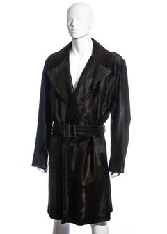 Men's Gucci by Tom Ford bottle green pony hair trench coat, fw 1997