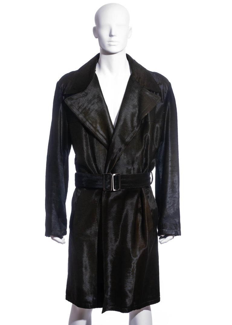 Men's Gucci by Tom Ford bottle green pony hair trench coat, fw 2005 For  Sale at 1stDibs
