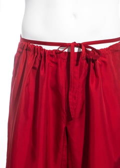 Men's Gucci by Tom Ford red silk wide-leg drawstring pants, ss 2001