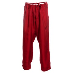 Men's Gucci by Tom Ford red silk wide-leg drawstring pants, ss 2001