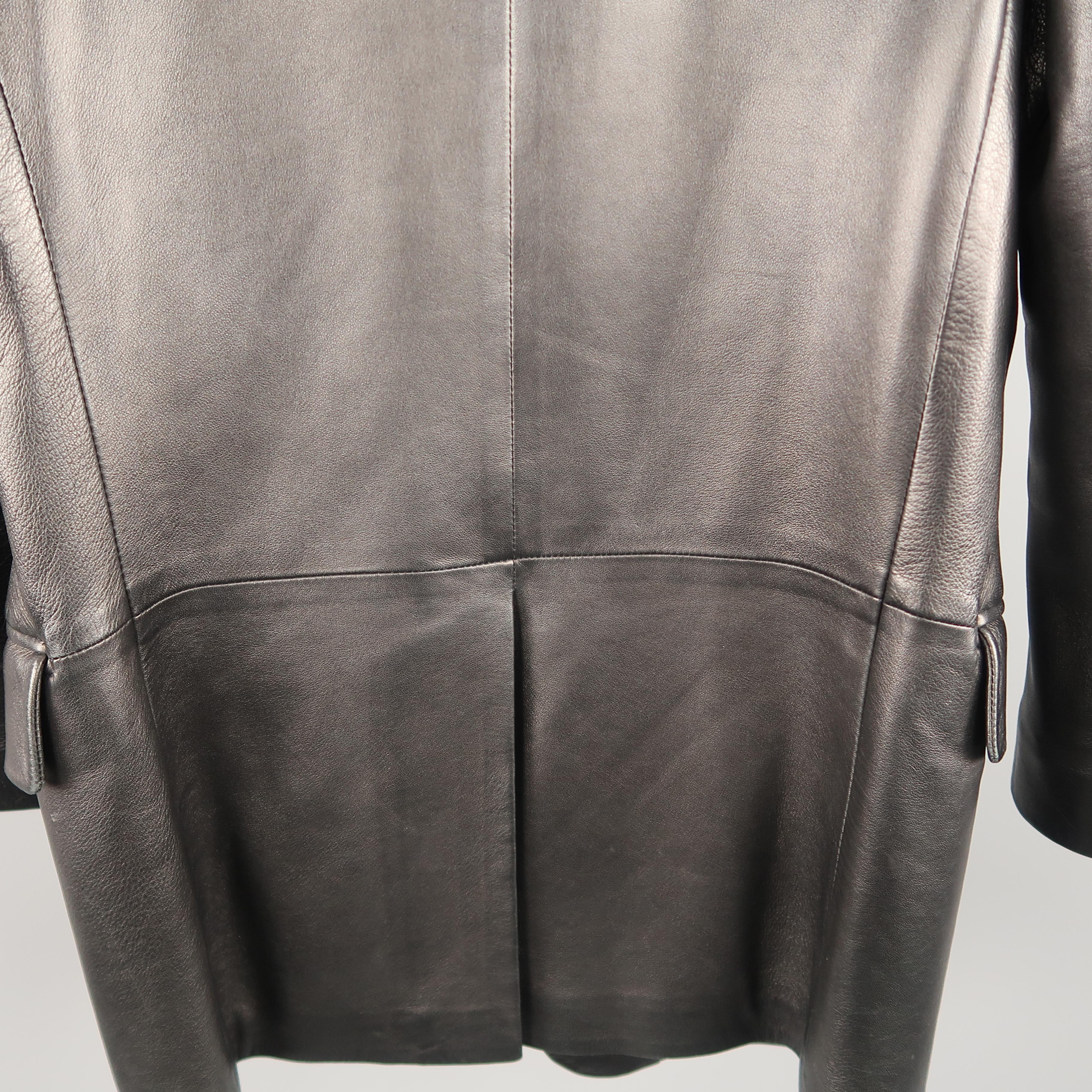 Men's GUCCI by TOM FORD S 2001 Black Leather Single Breasted Sport Coat Jacket 3