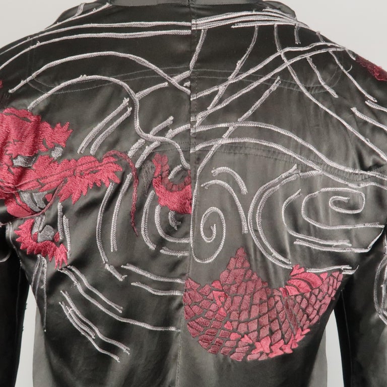 Men's GUCCI by TOM FORD S Black Dragon Print Silk Kimono Style Long ...
