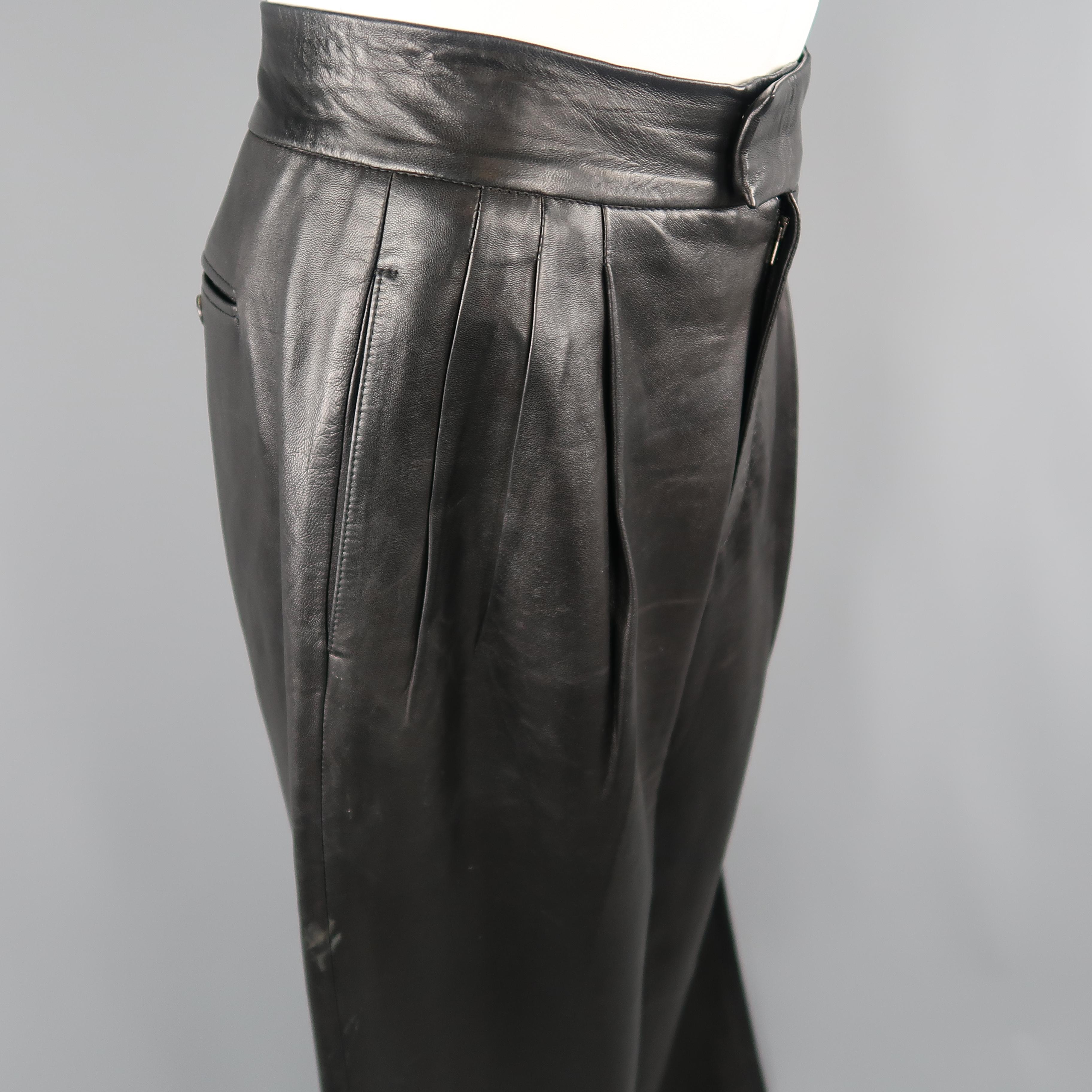 mens pleated leather pants