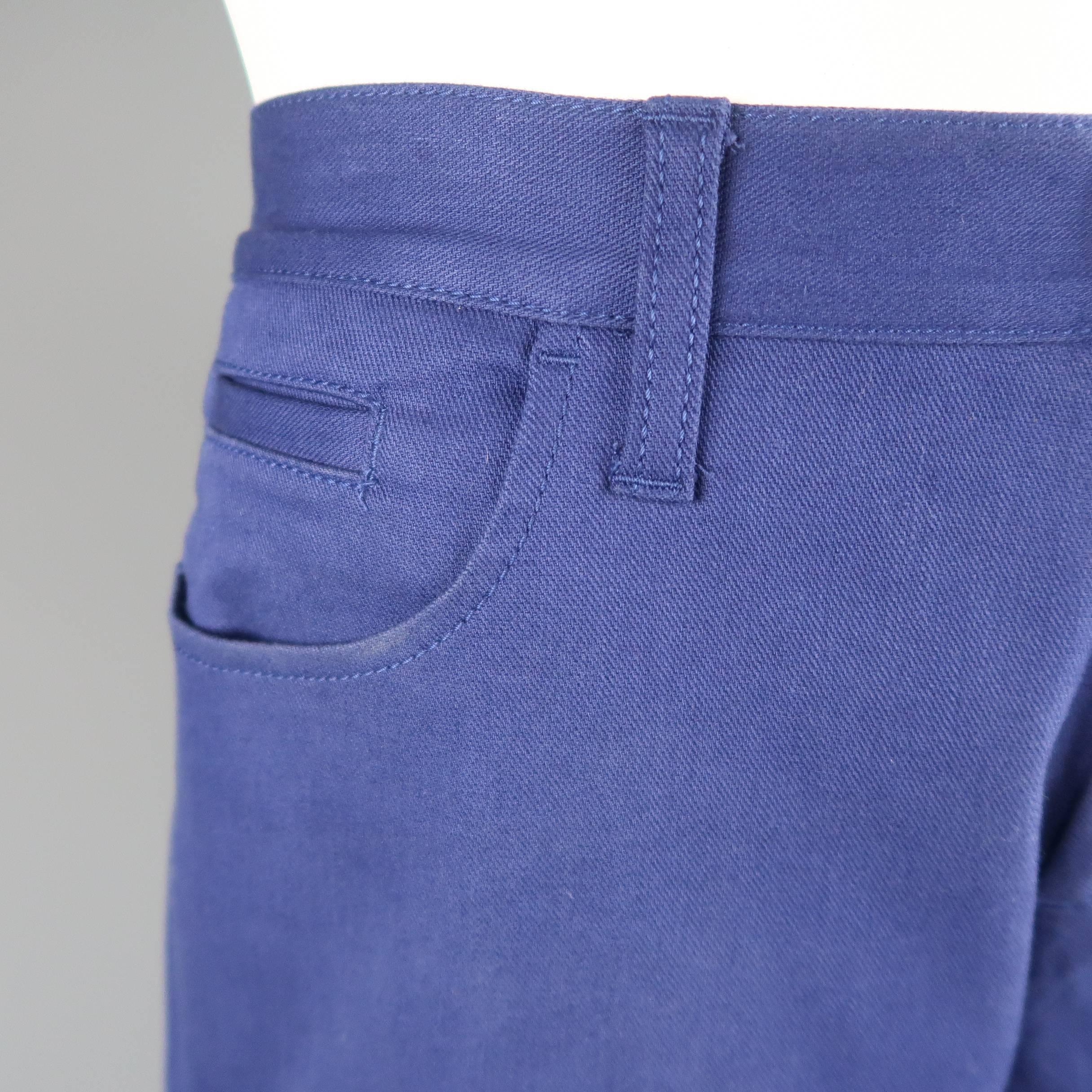 Men's GUCCI Size 32 Royal Blue Cotton Denim Button Moto Cuff Jeans In Fair Condition In San Francisco, CA